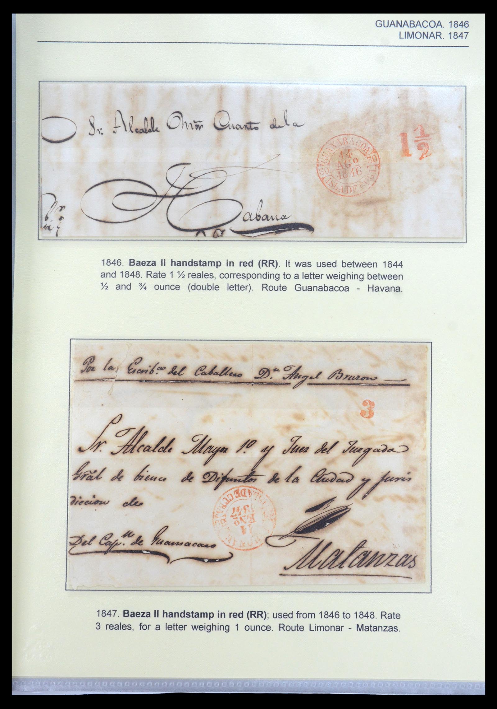 35551 013 - Postzegelverzameling 35551 Cuba brieven 1820-1860.