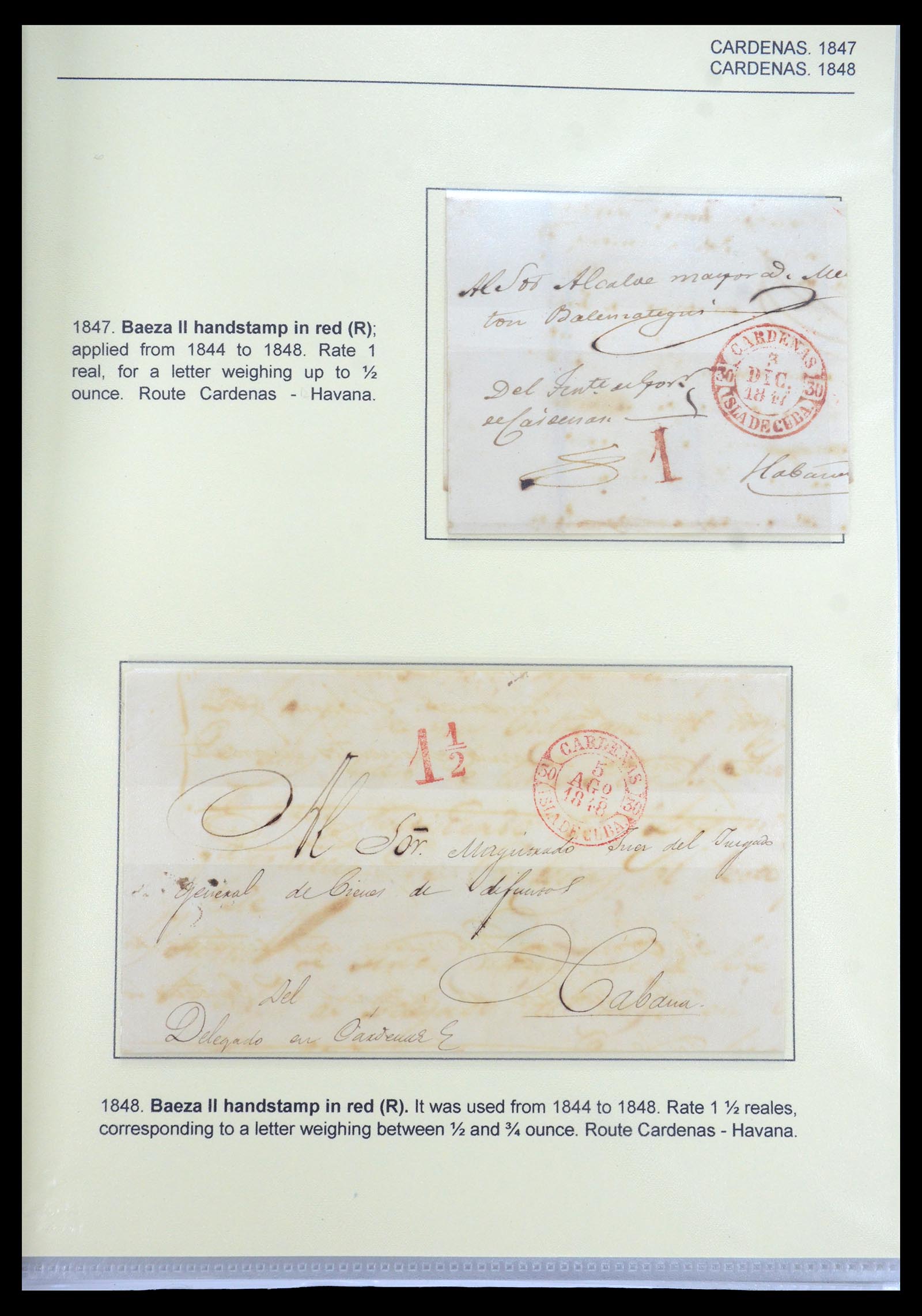 35551 017 - Stamp Collection 35551 Cuba covers 1820-1860.