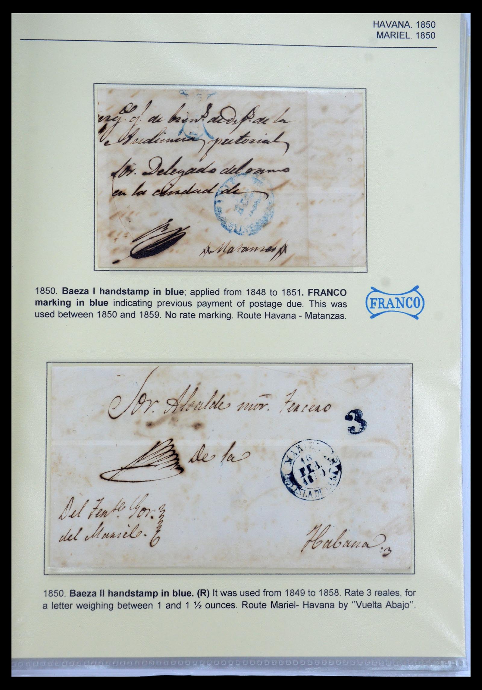 35551 021 - Postzegelverzameling 35551 Cuba brieven 1820-1860.