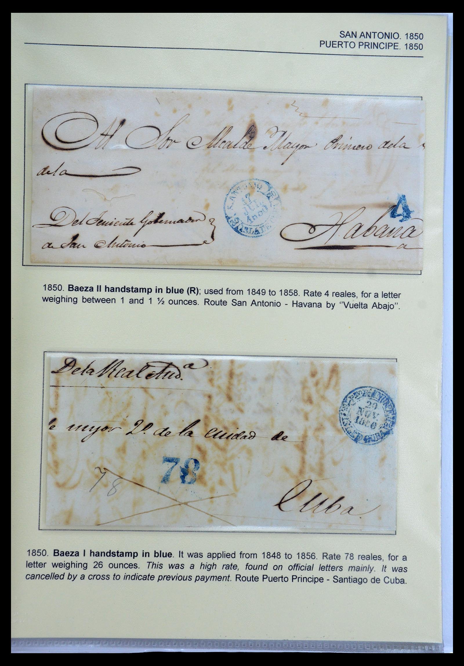 35551 023 - Postzegelverzameling 35551 Cuba brieven 1820-1860.