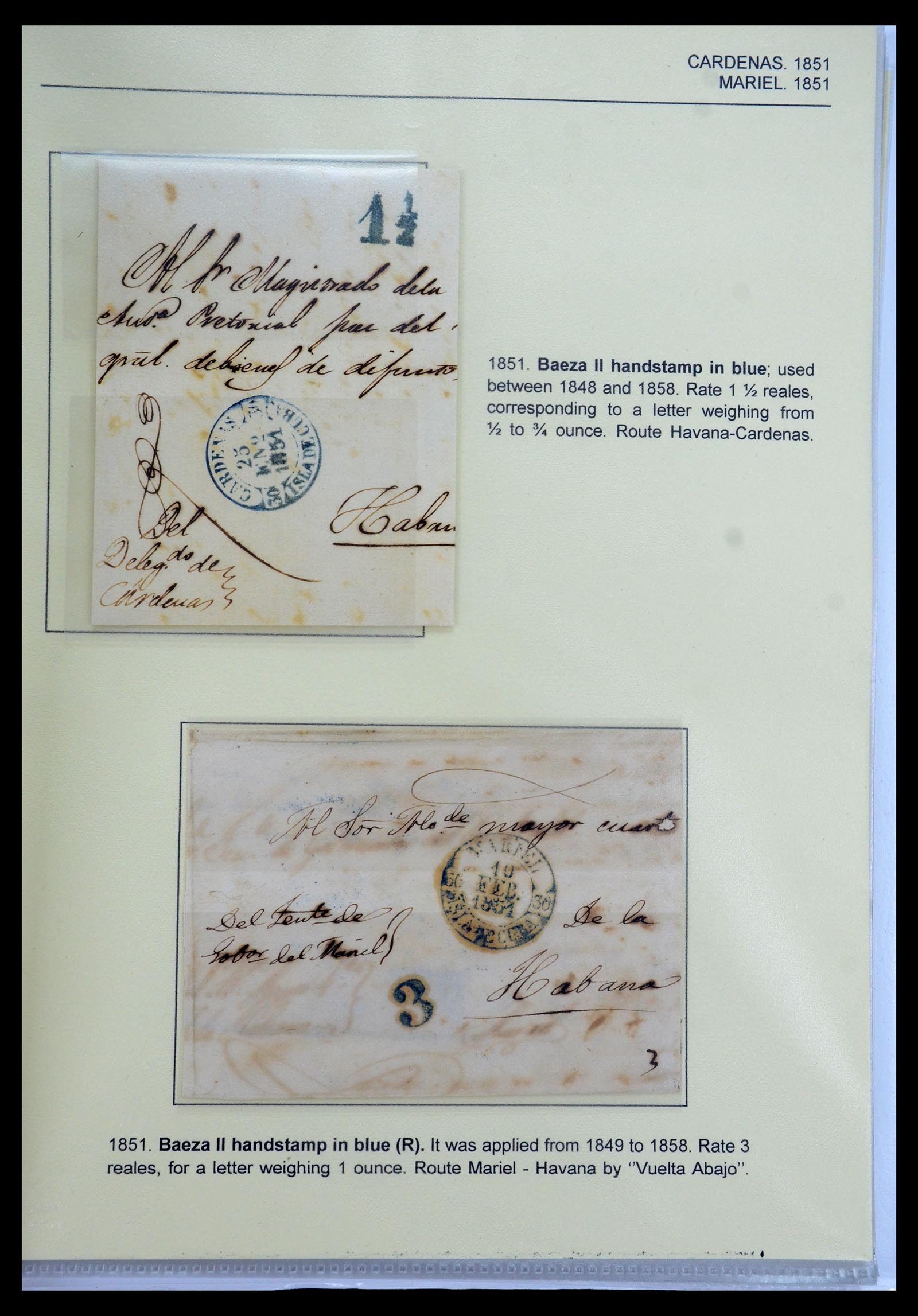 35551 024 - Stamp Collection 35551 Cuba covers 1820-1860.