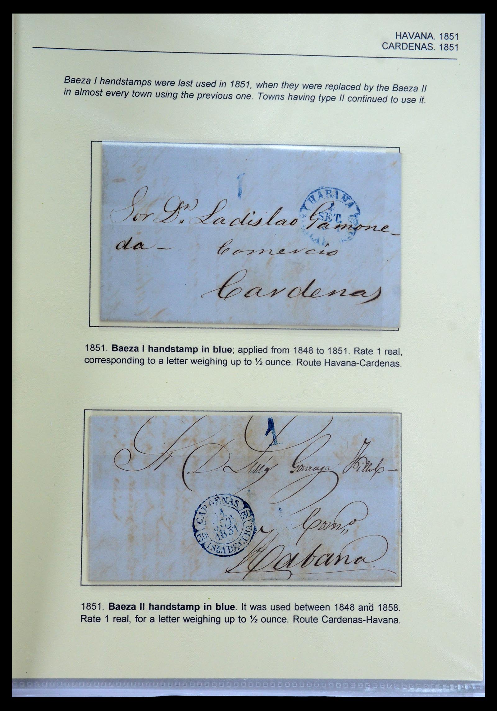 35551 025 - Stamp Collection 35551 Cuba covers 1820-1860.