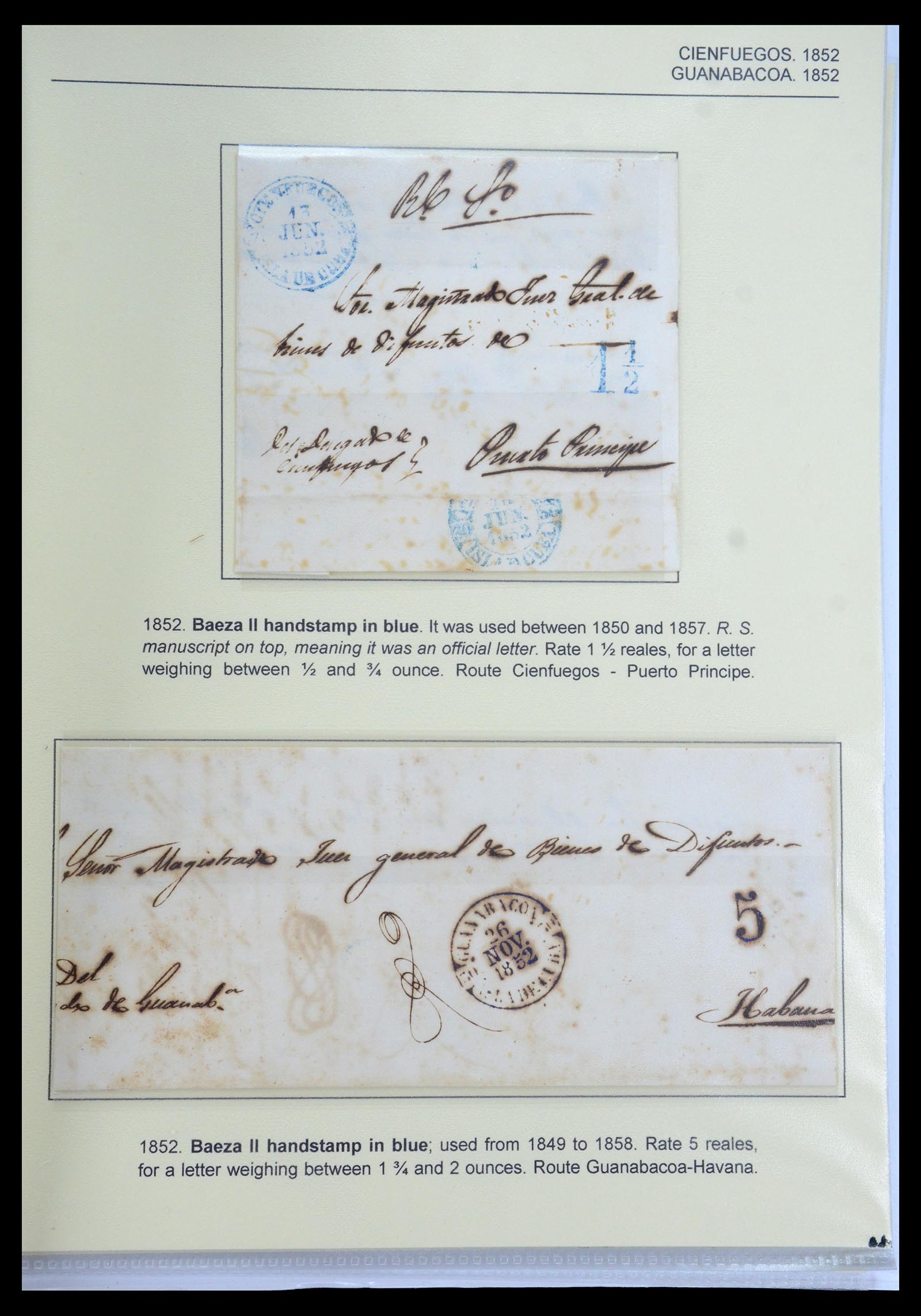 35551 027 - Stamp Collection 35551 Cuba covers 1820-1860.