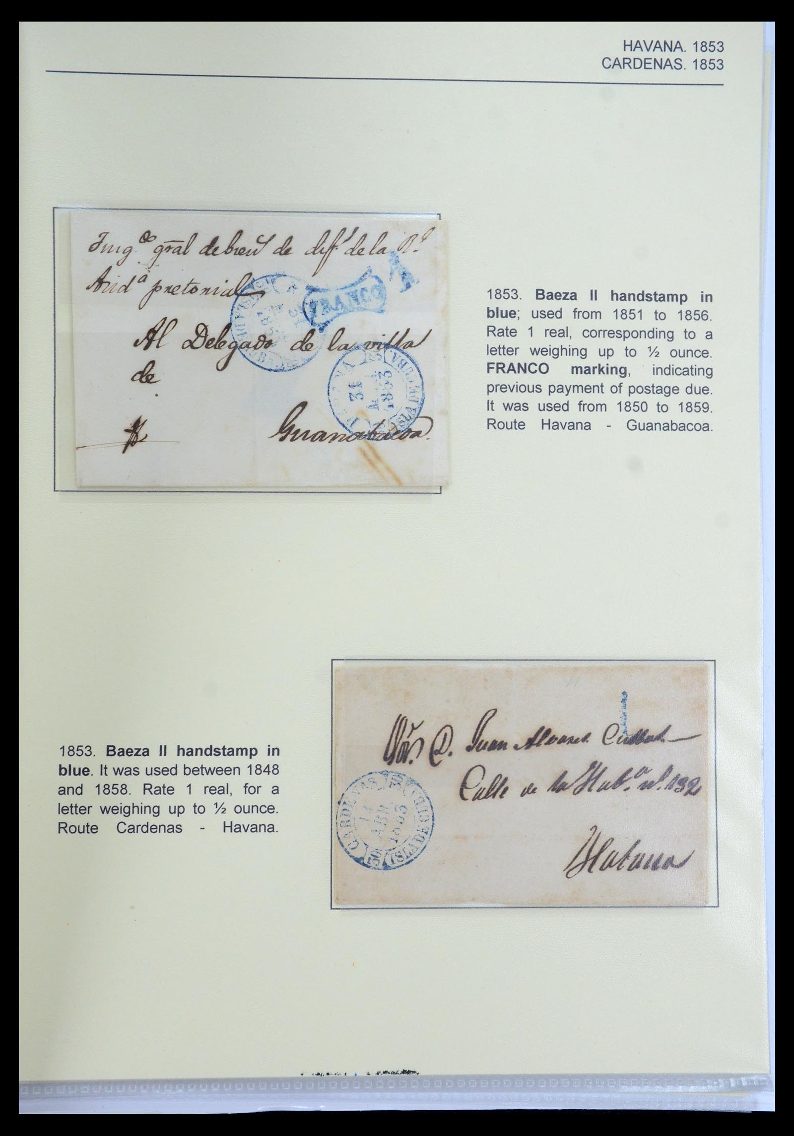 35551 029 - Stamp Collection 35551 Cuba covers 1820-1860.