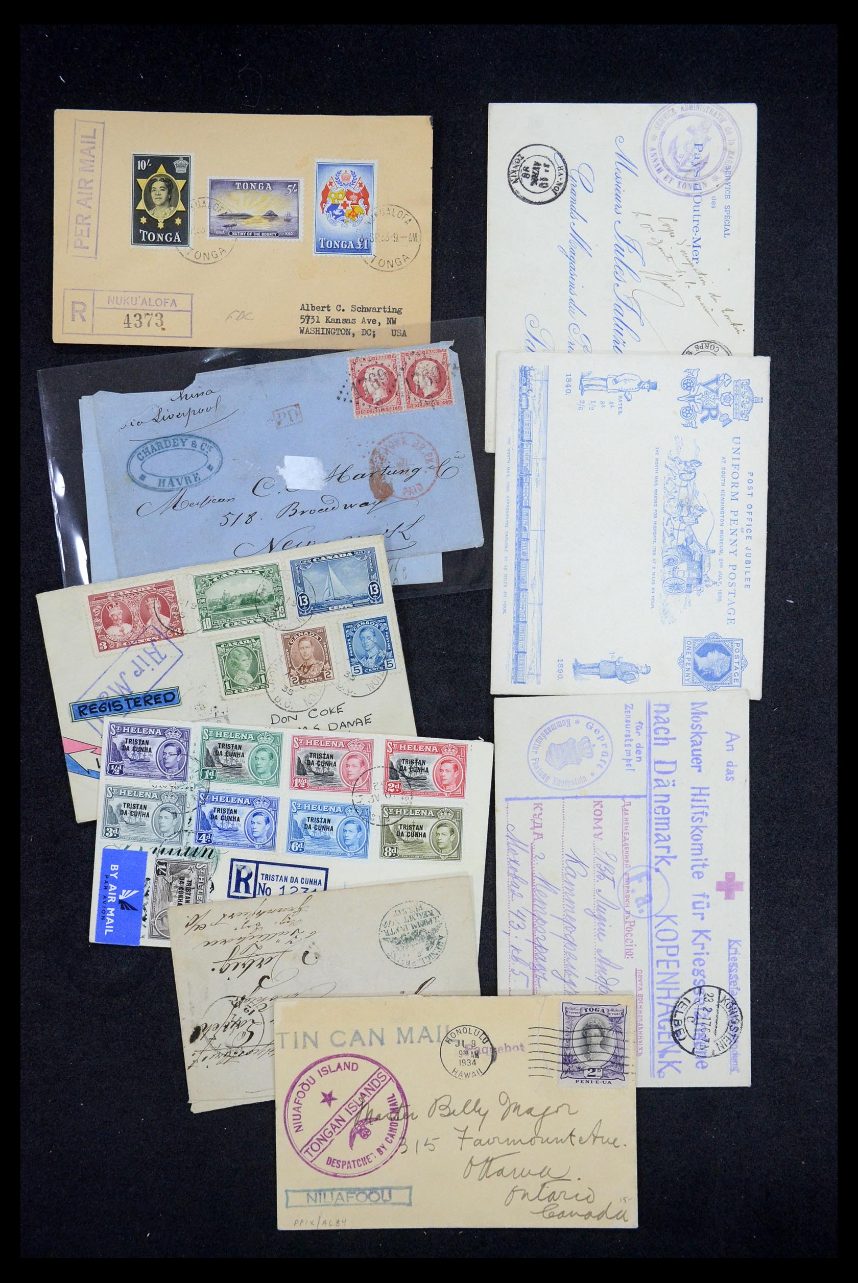 35557 014 - Postzegelverzameling 35557 Wereld brieven 1860-1950.