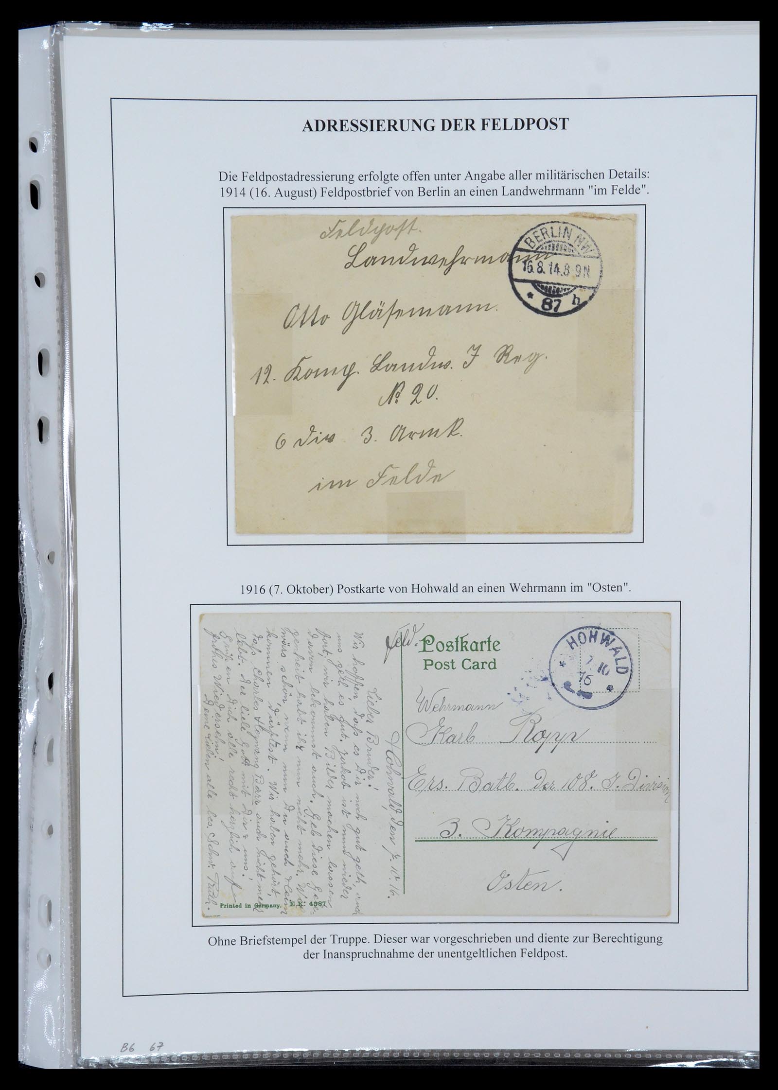 35566 024 - Postzegelverzameling 35566 Duitsland WO I veldpost 1914-1918.