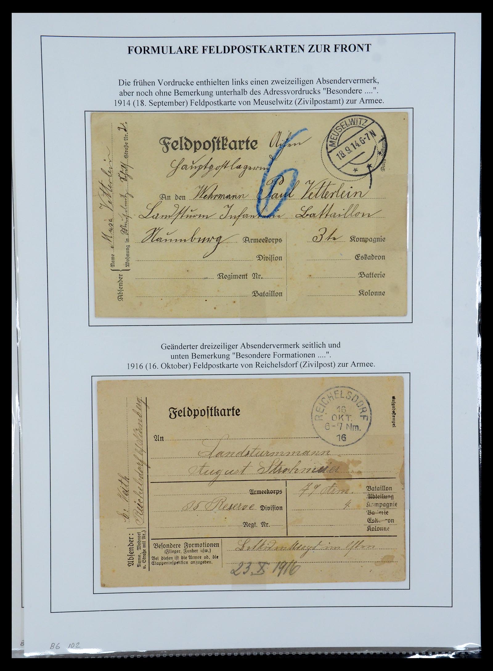 35566 042 - Postzegelverzameling 35566 Duitsland WO I veldpost 1914-1918.