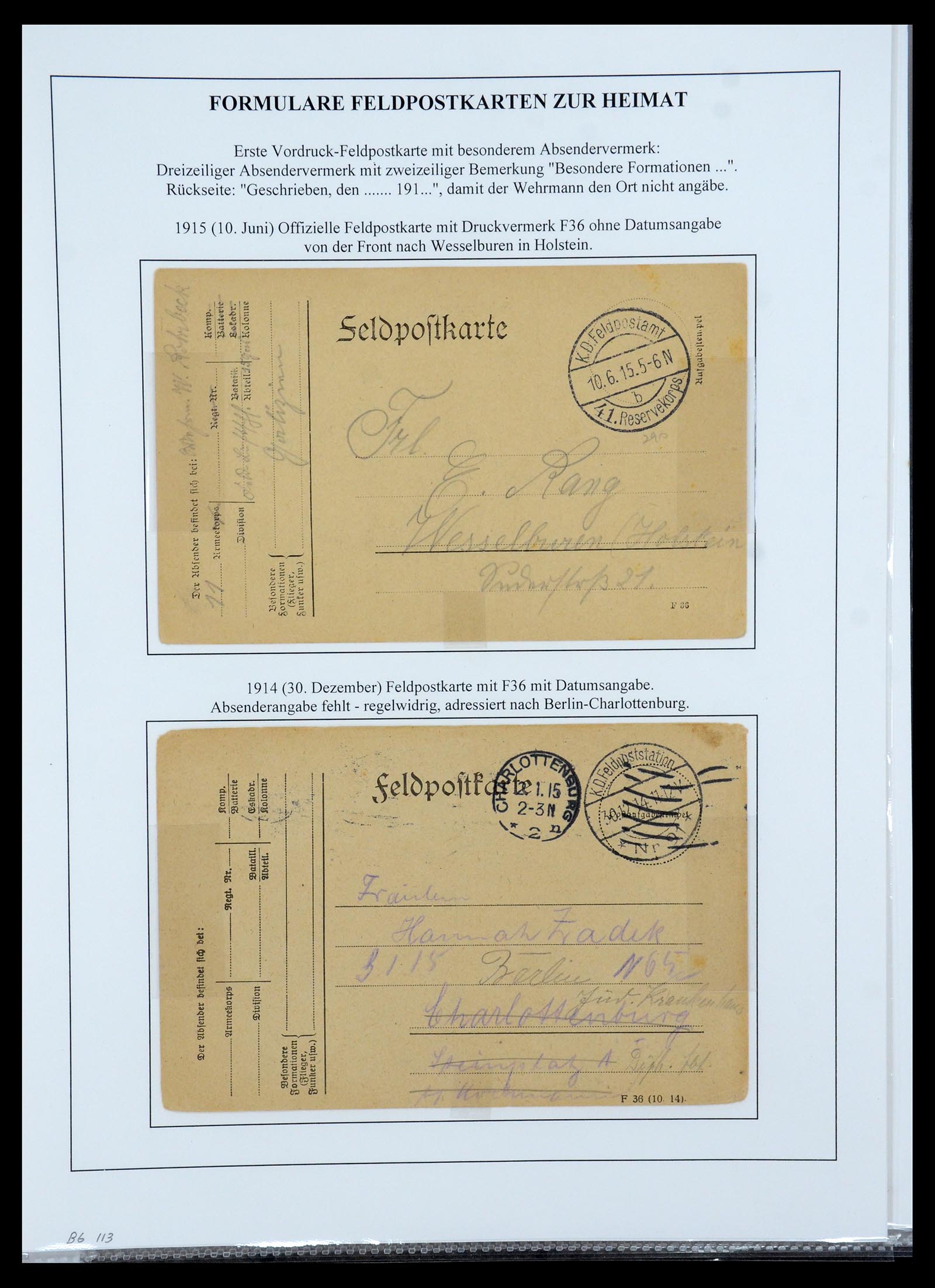 35566 046 - Postzegelverzameling 35566 Duitsland WO I veldpost 1914-1918.