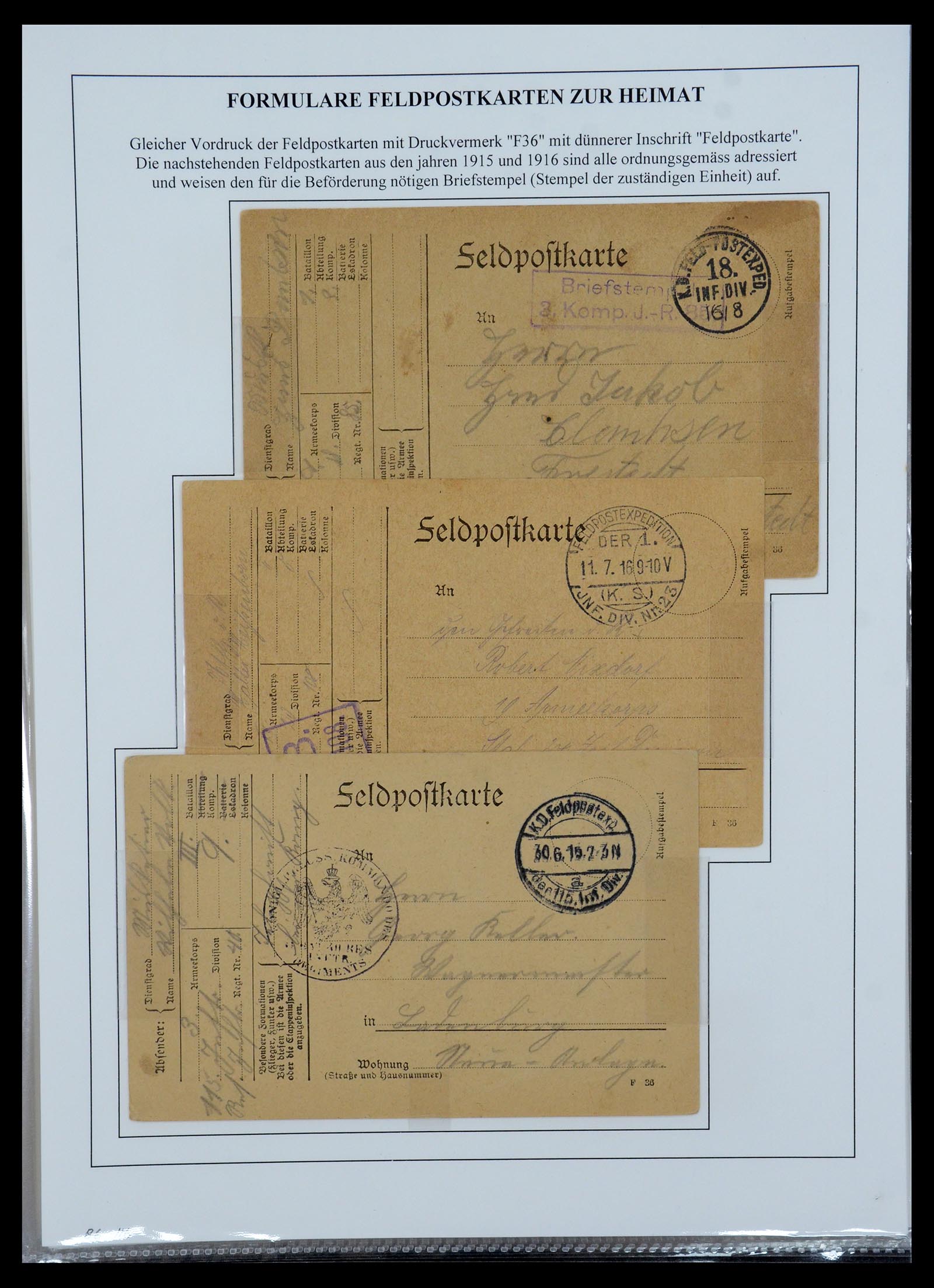 35566 048 - Stamp Collection 35566 Germany WW I fieldpost 1914-1918.