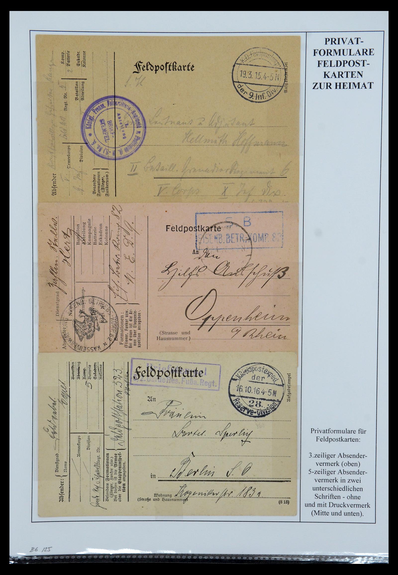 35566 052 - Postzegelverzameling 35566 Duitsland WO I veldpost 1914-1918.