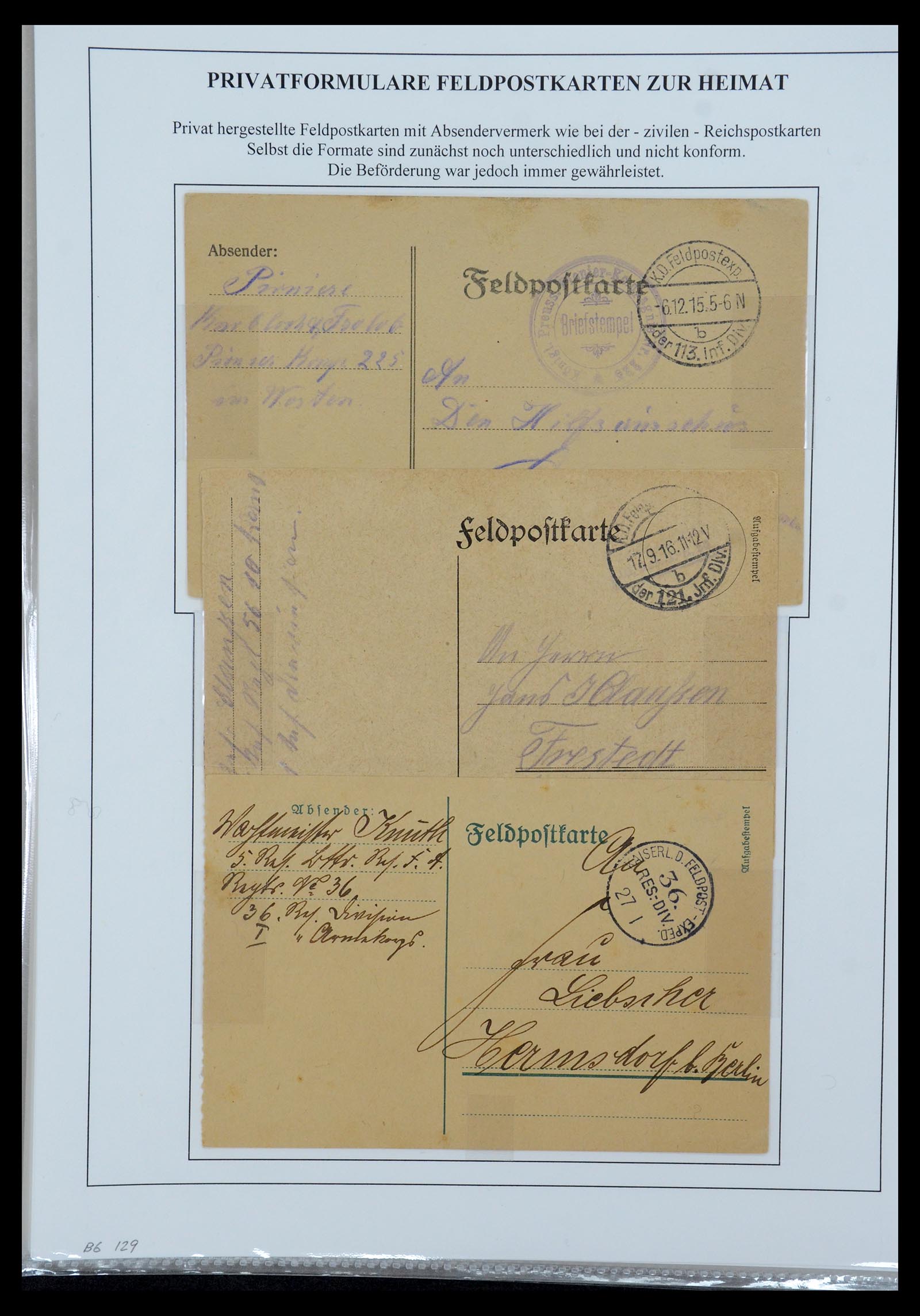 35566 054 - Postzegelverzameling 35566 Duitsland WO I veldpost 1914-1918.