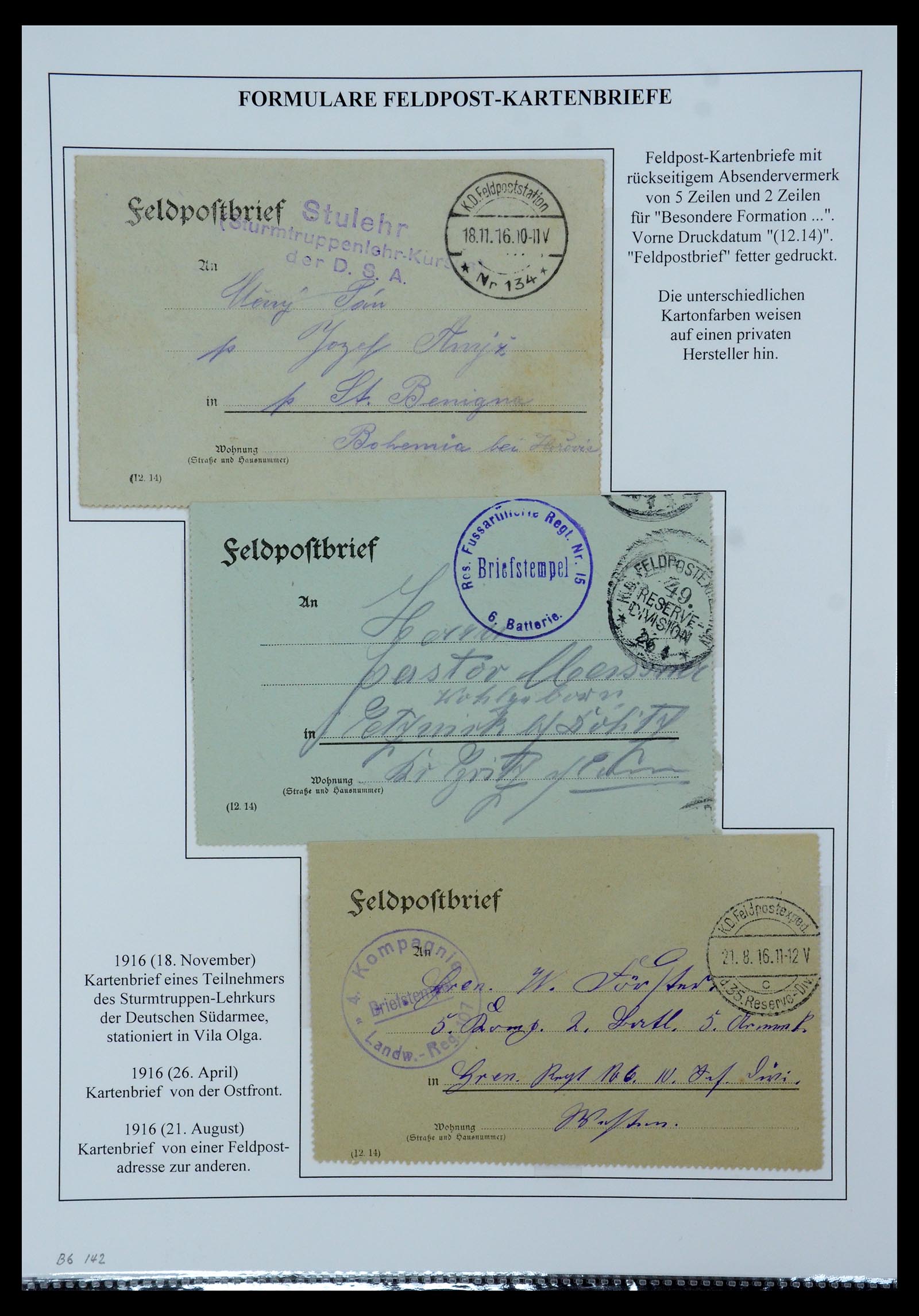 35566 061 - Postzegelverzameling 35566 Duitsland WO I veldpost 1914-1918.