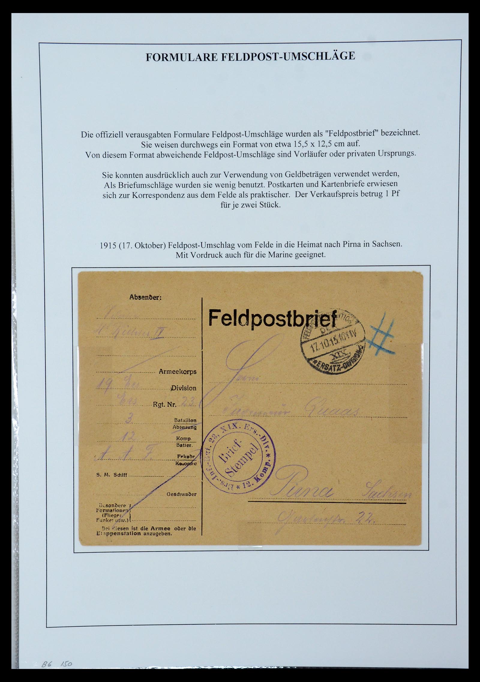 35566 062 - Postzegelverzameling 35566 Duitsland WO I veldpost 1914-1918.
