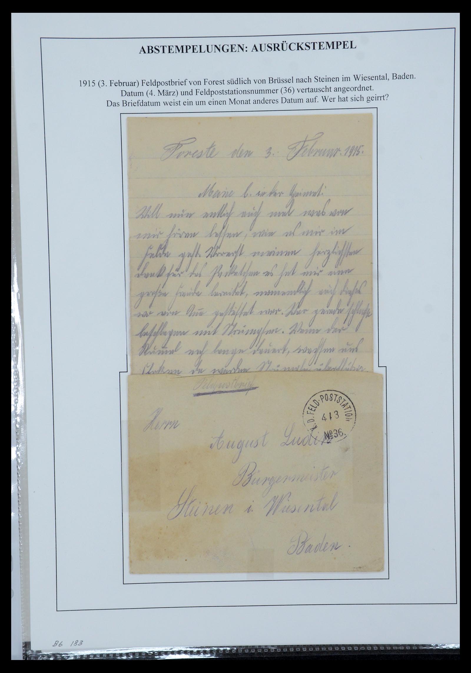 35566 069 - Postzegelverzameling 35566 Duitsland WO I veldpost 1914-1918.