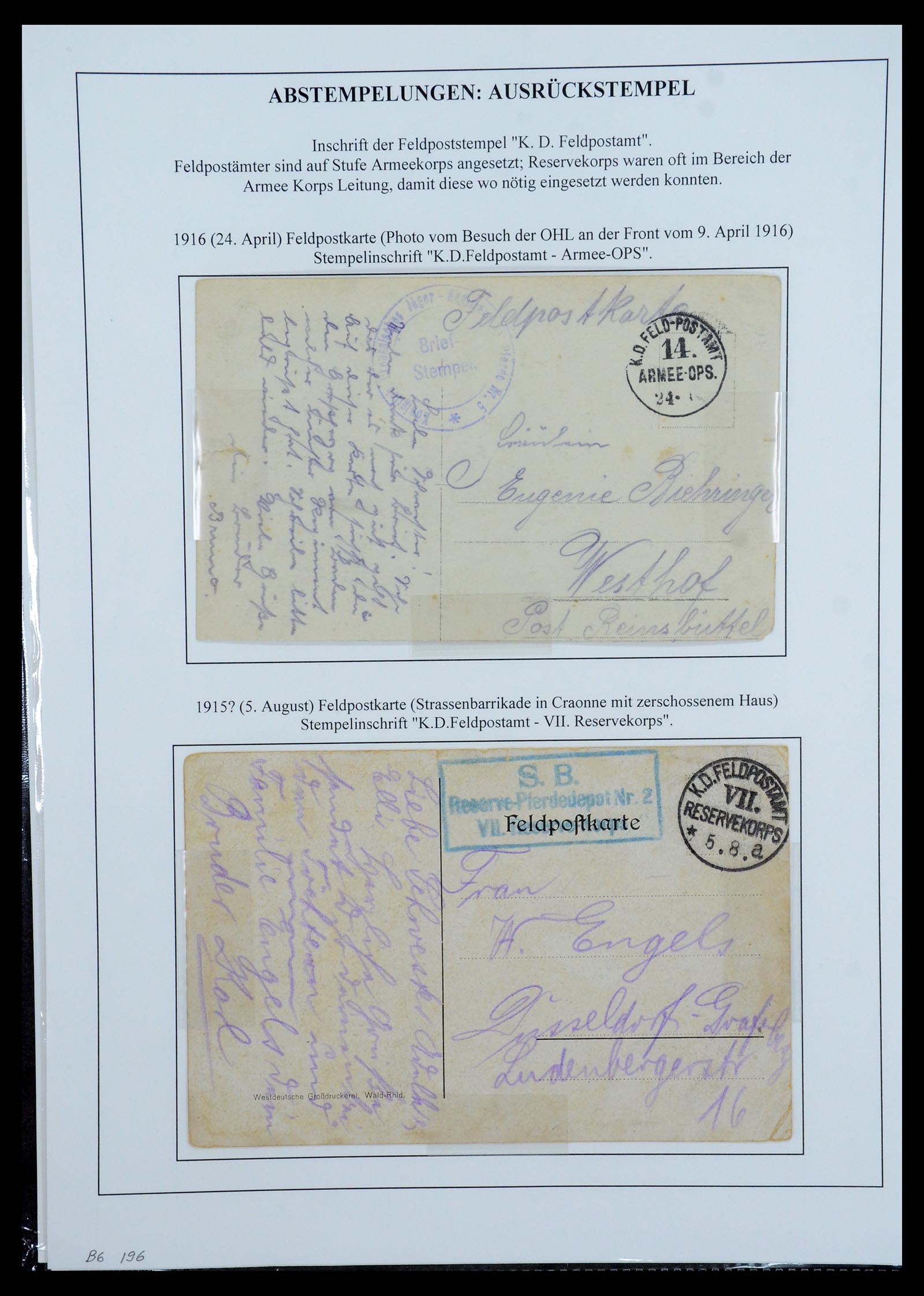 35566 073 - Postzegelverzameling 35566 Duitsland WO I veldpost 1914-1918.