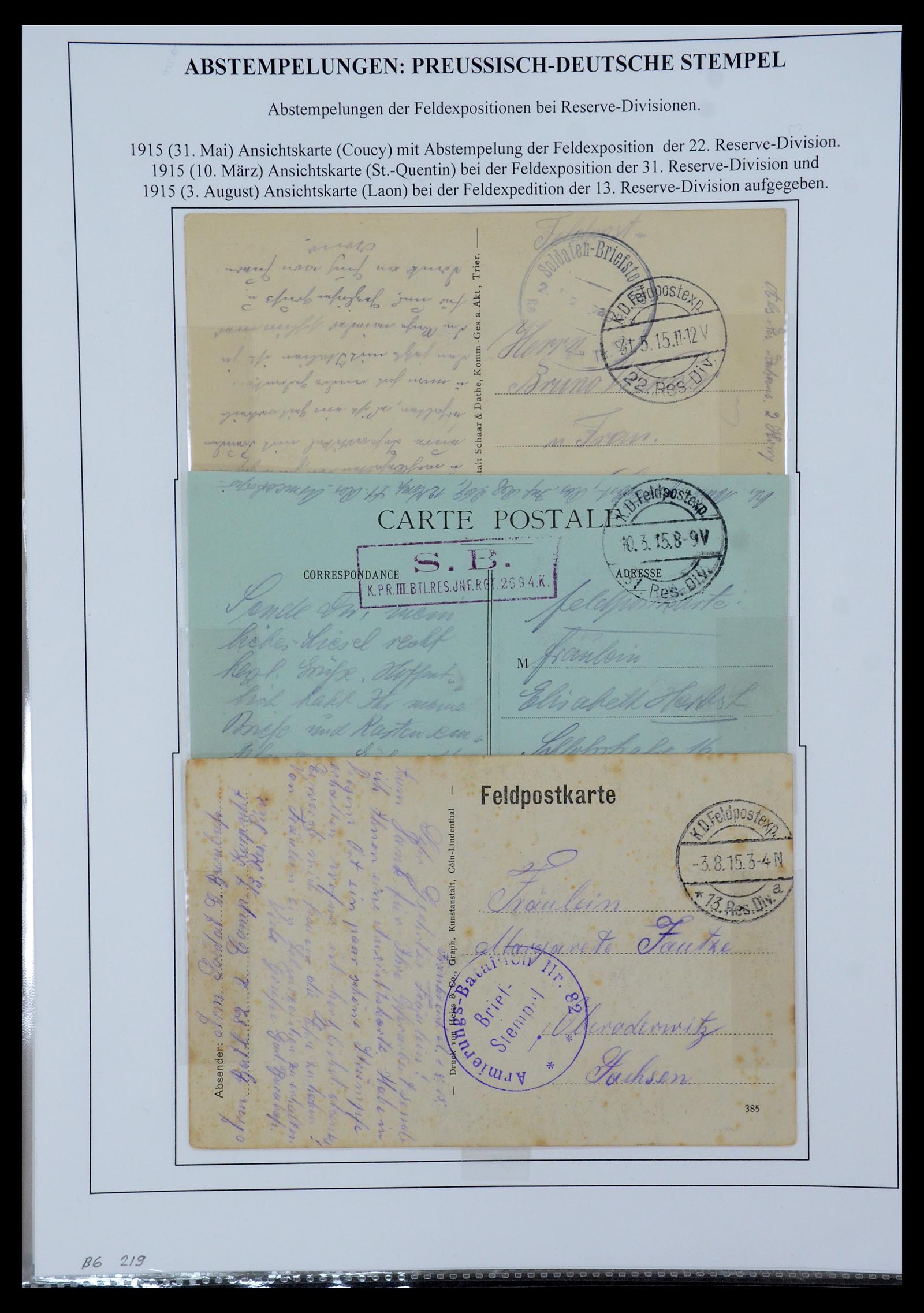 35566 085 - Postzegelverzameling 35566 Duitsland WO I veldpost 1914-1918.