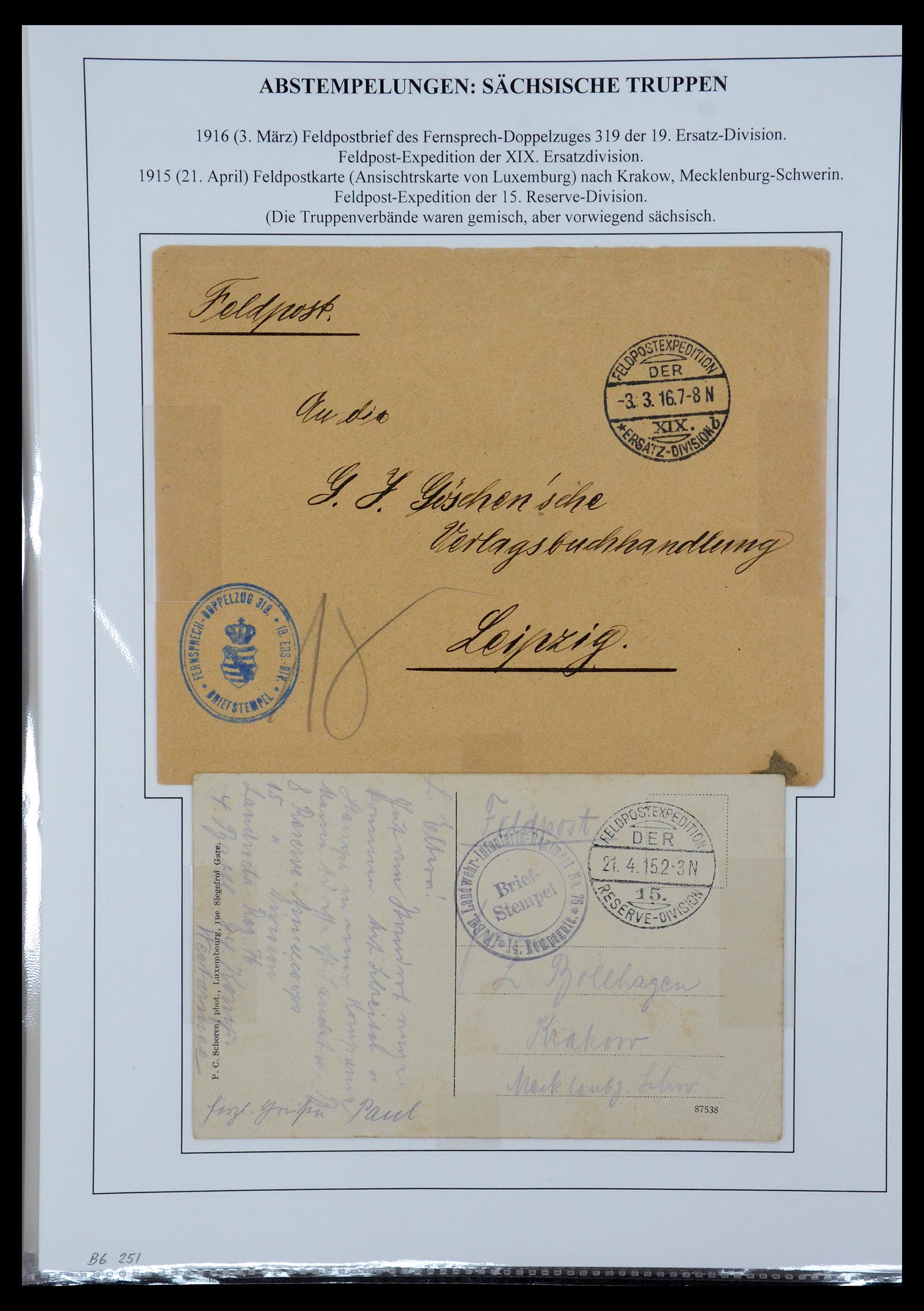 35566 092 - Postzegelverzameling 35566 Duitsland WO I veldpost 1914-1918.