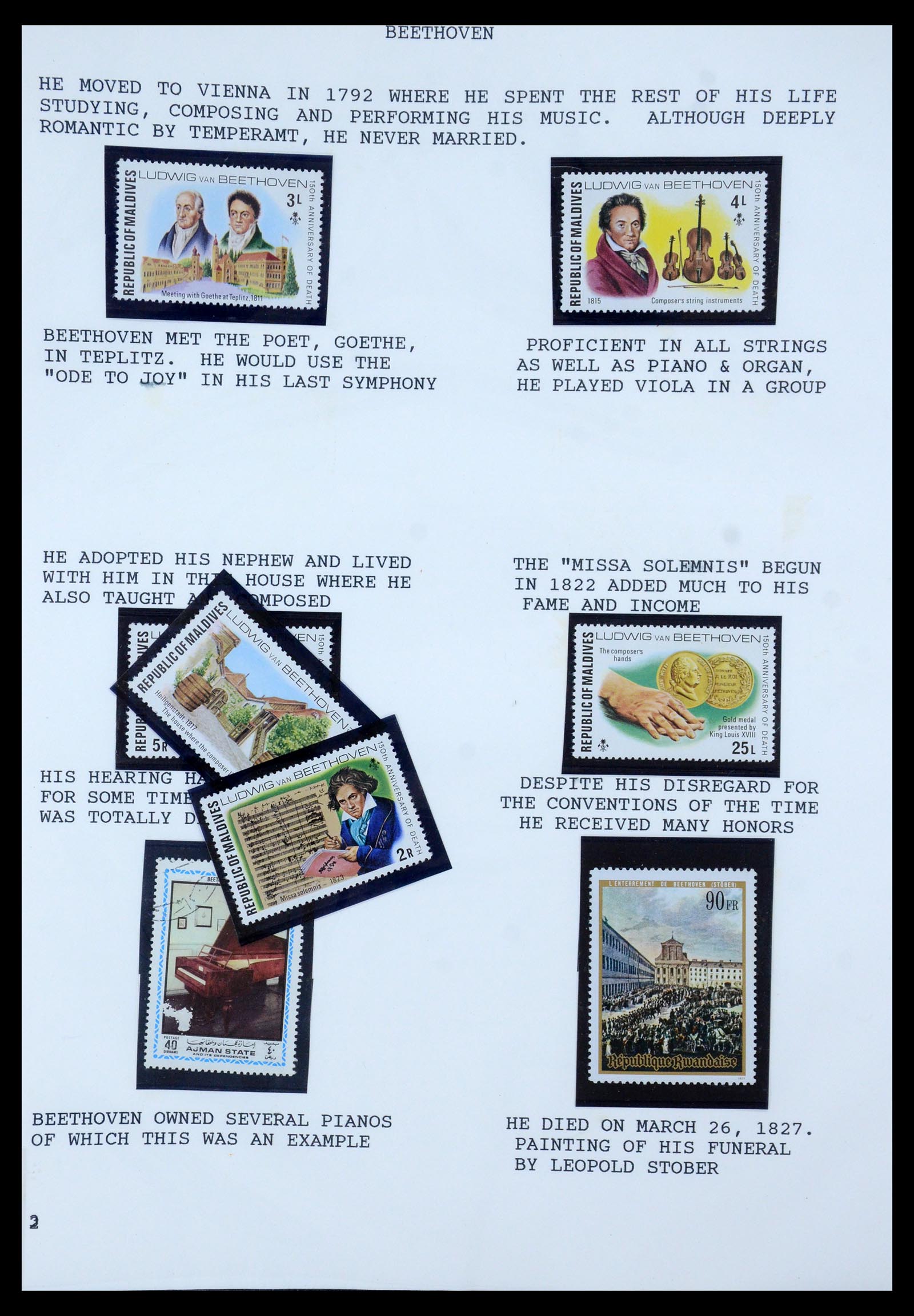 35567 039 - Postzegelverzameling 35567 Motief Beethoven 1920-1970.