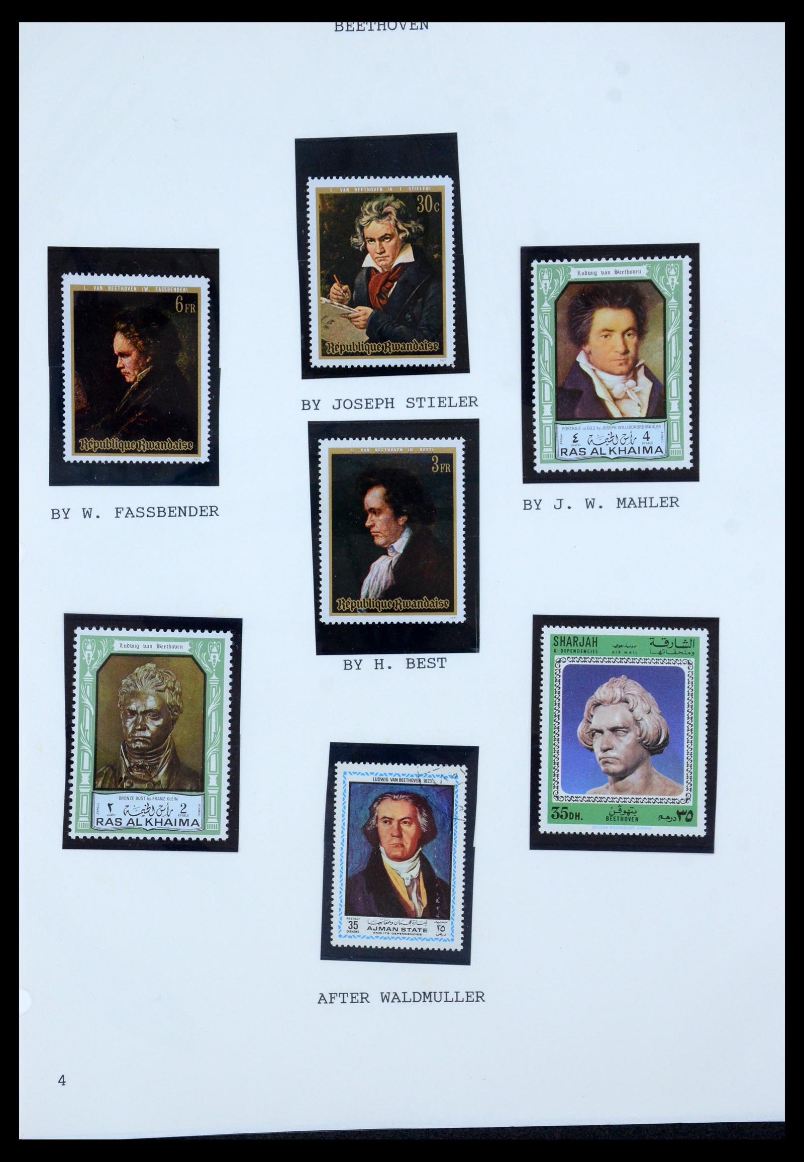 35567 041 - Postzegelverzameling 35567 Motief Beethoven 1920-1970.
