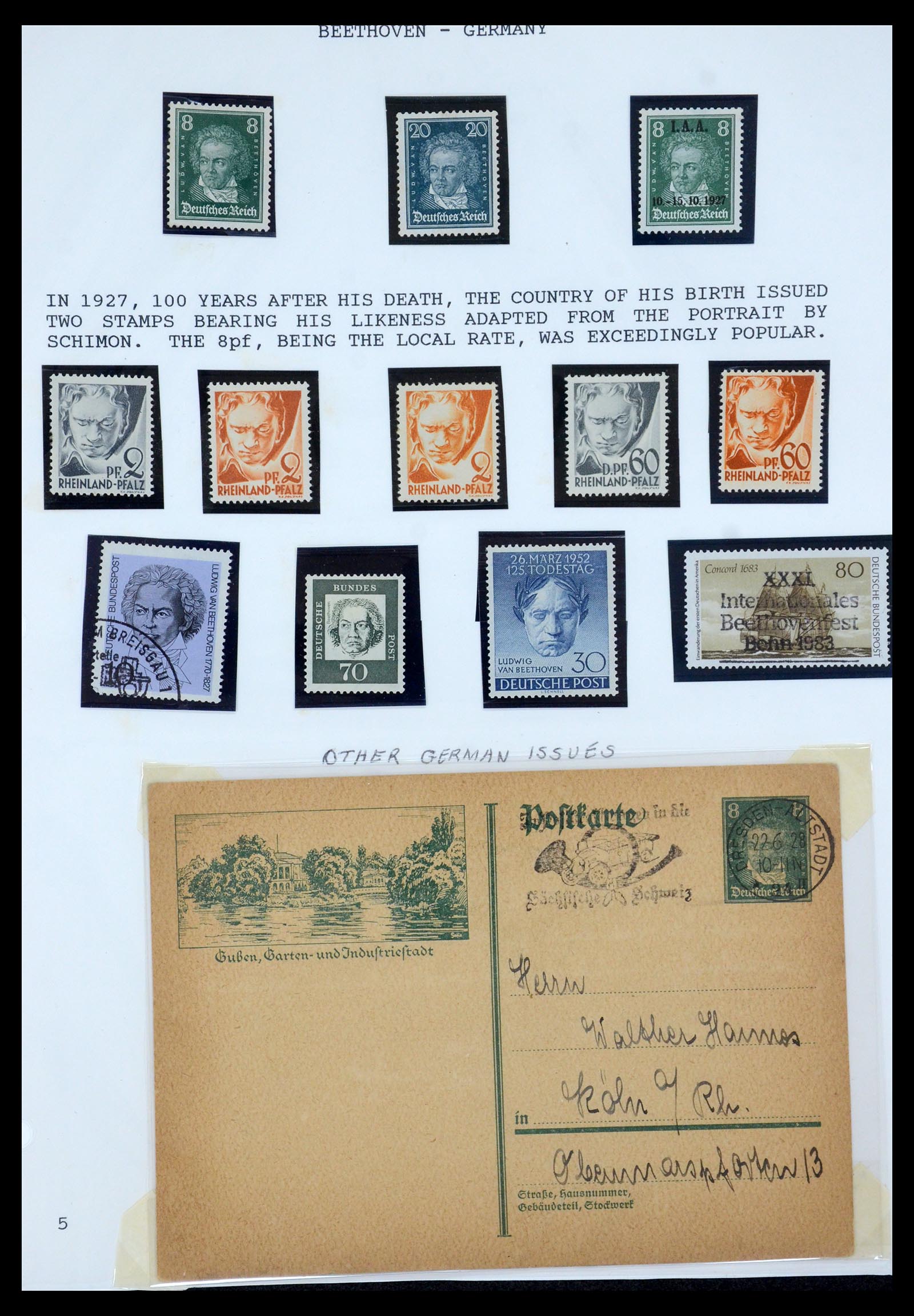 35567 042 - Postzegelverzameling 35567 Motief Beethoven 1920-1970.