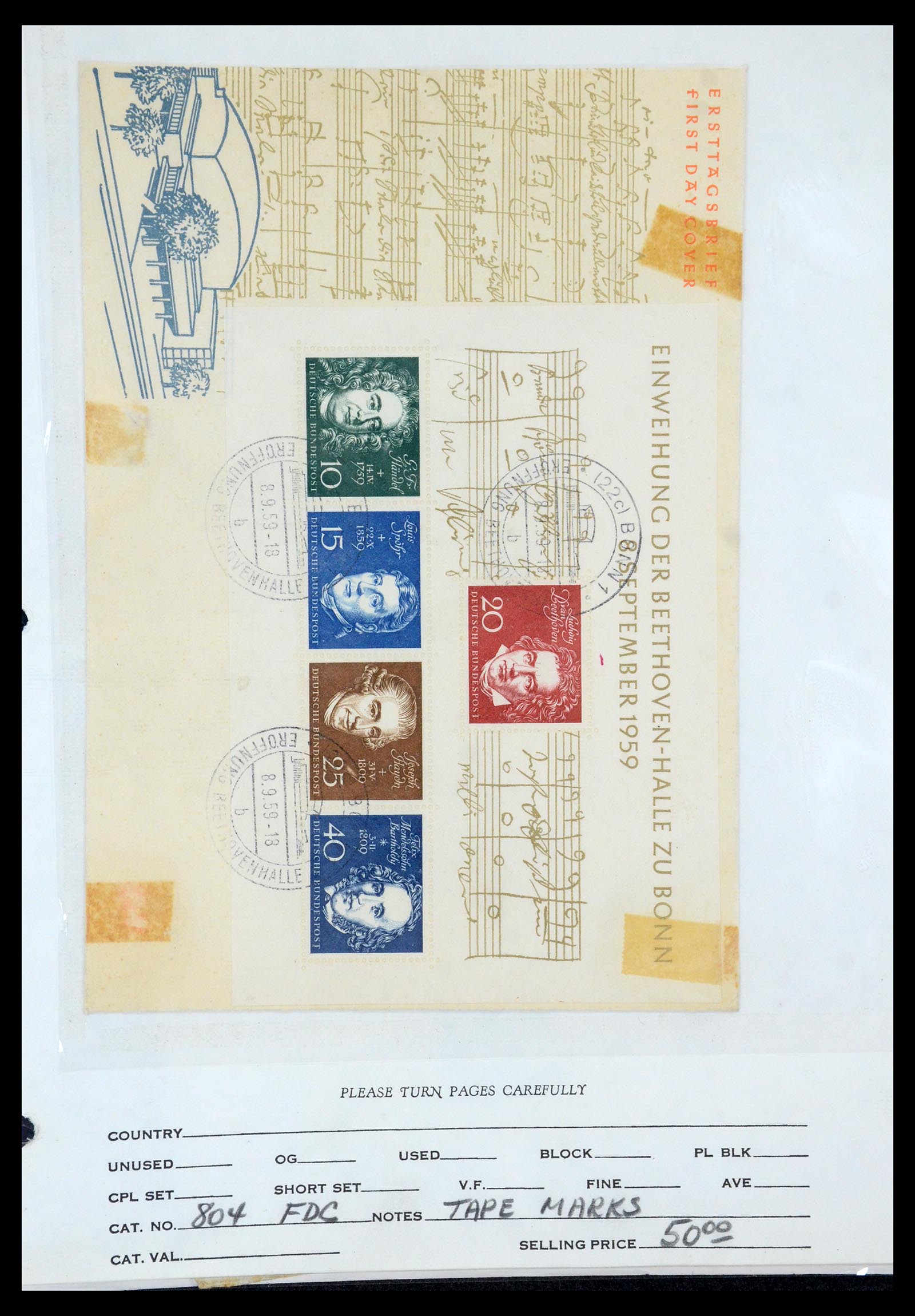 35567 045 - Postzegelverzameling 35567 Motief Beethoven 1920-1970.