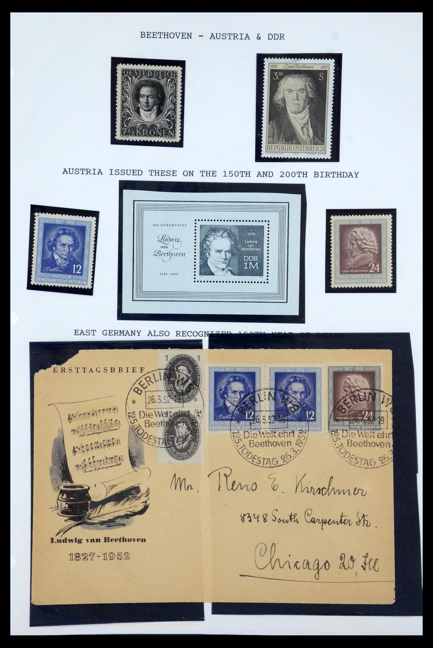35567 047 - Postzegelverzameling 35567 Motief Beethoven 1920-1970.