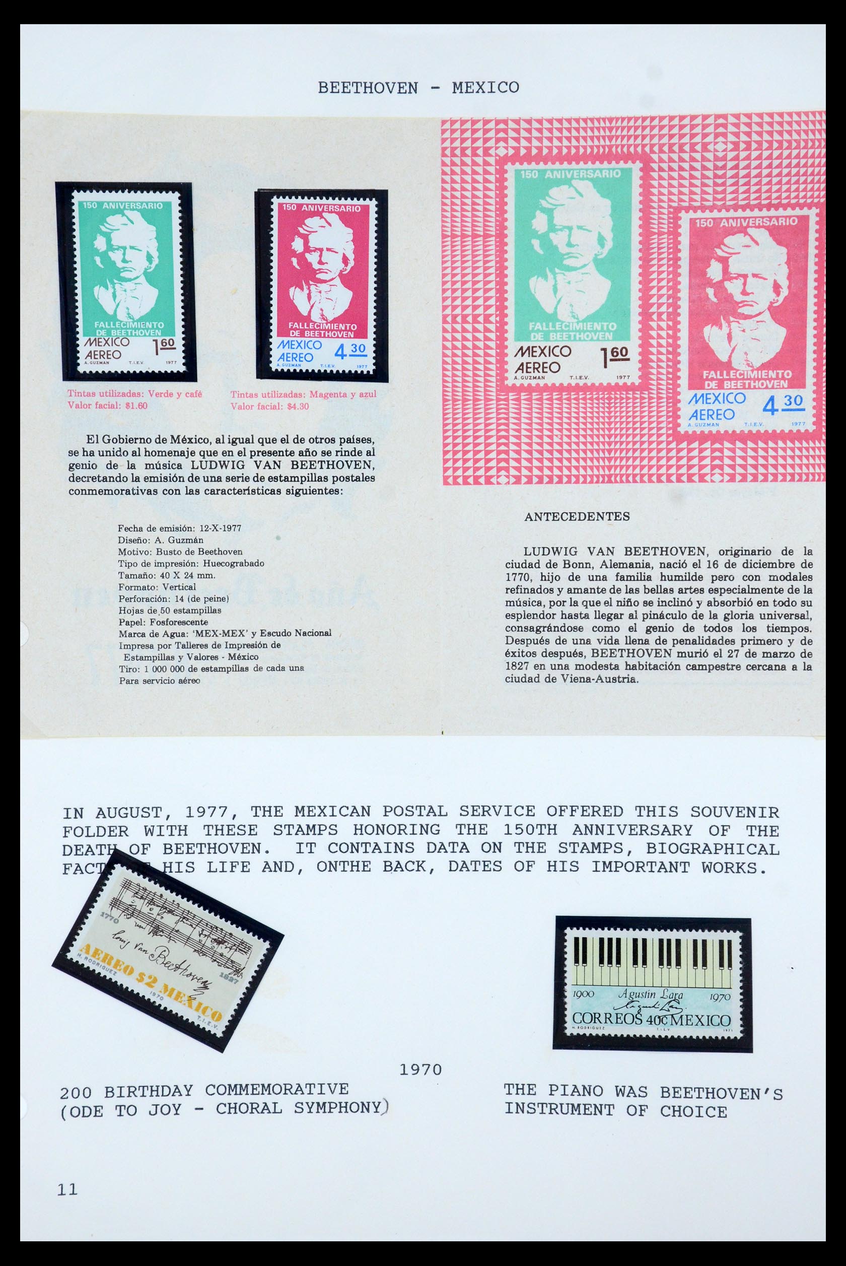 35567 050 - Postzegelverzameling 35567 Motief Beethoven 1920-1970.