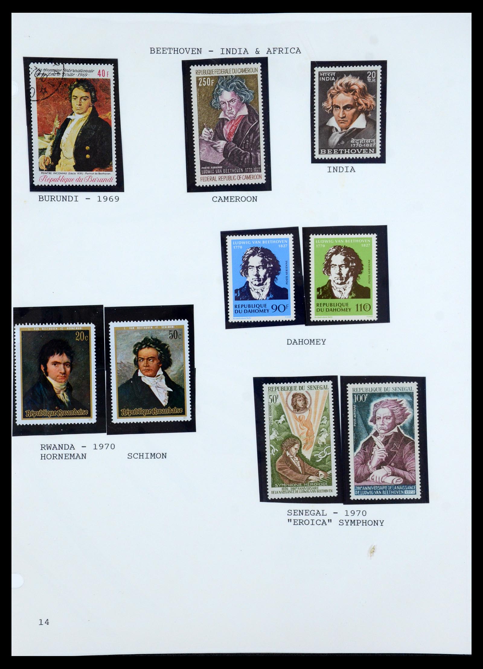 35567 053 - Postzegelverzameling 35567 Motief Beethoven 1920-1970.