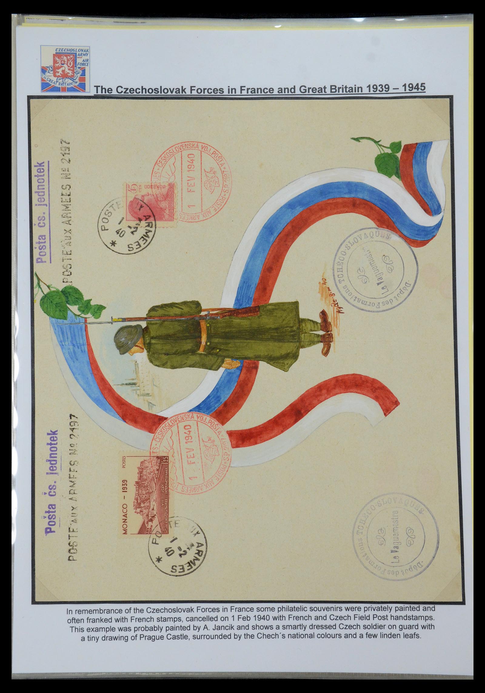 35574 001 - Postzegelverzameling 35574 Tsjechoslowaakse troepen in Frankrijk en E