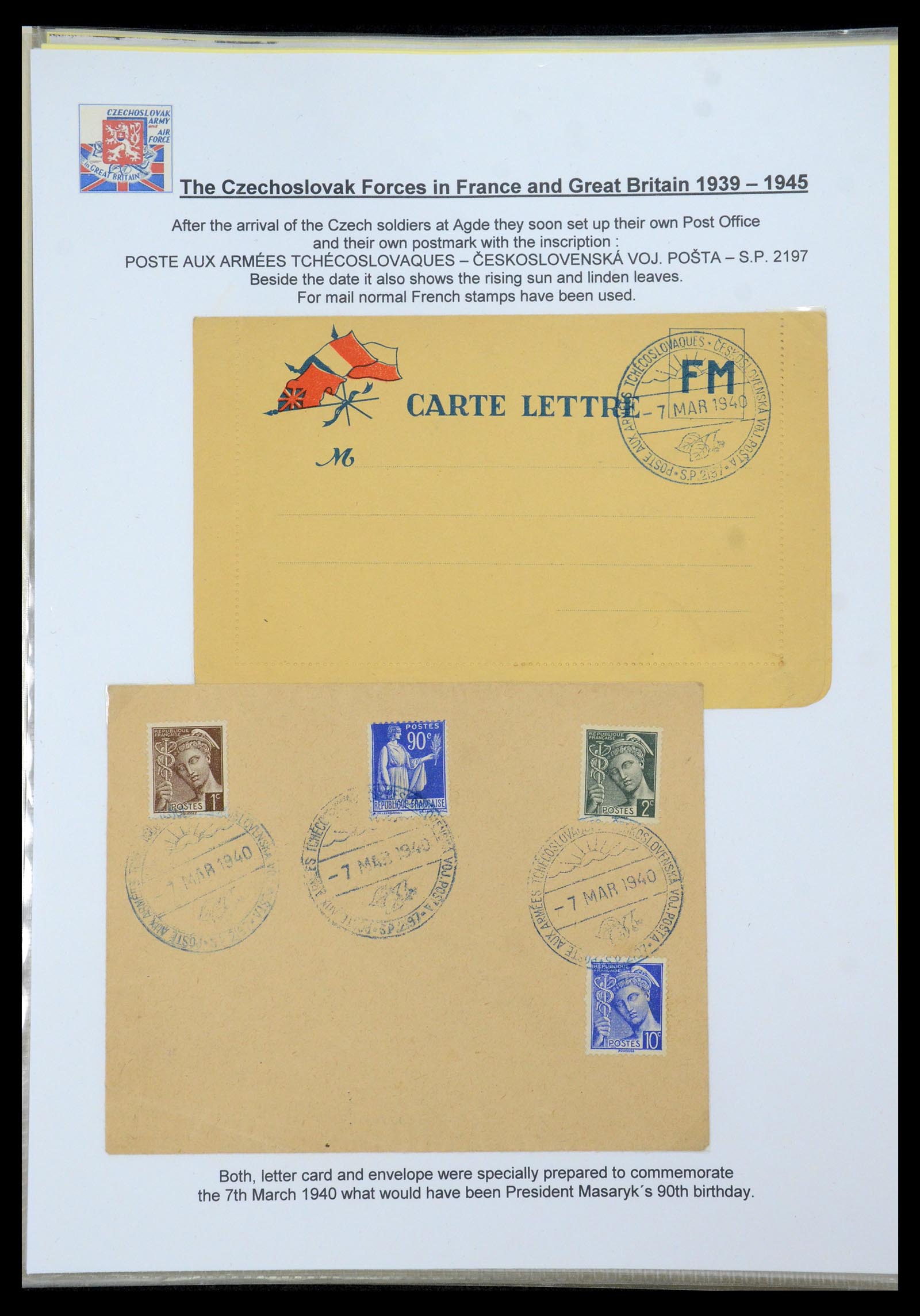 35574 002 - Postzegelverzameling 35574 Tsjechoslowaakse troepen in Frankrijk en E