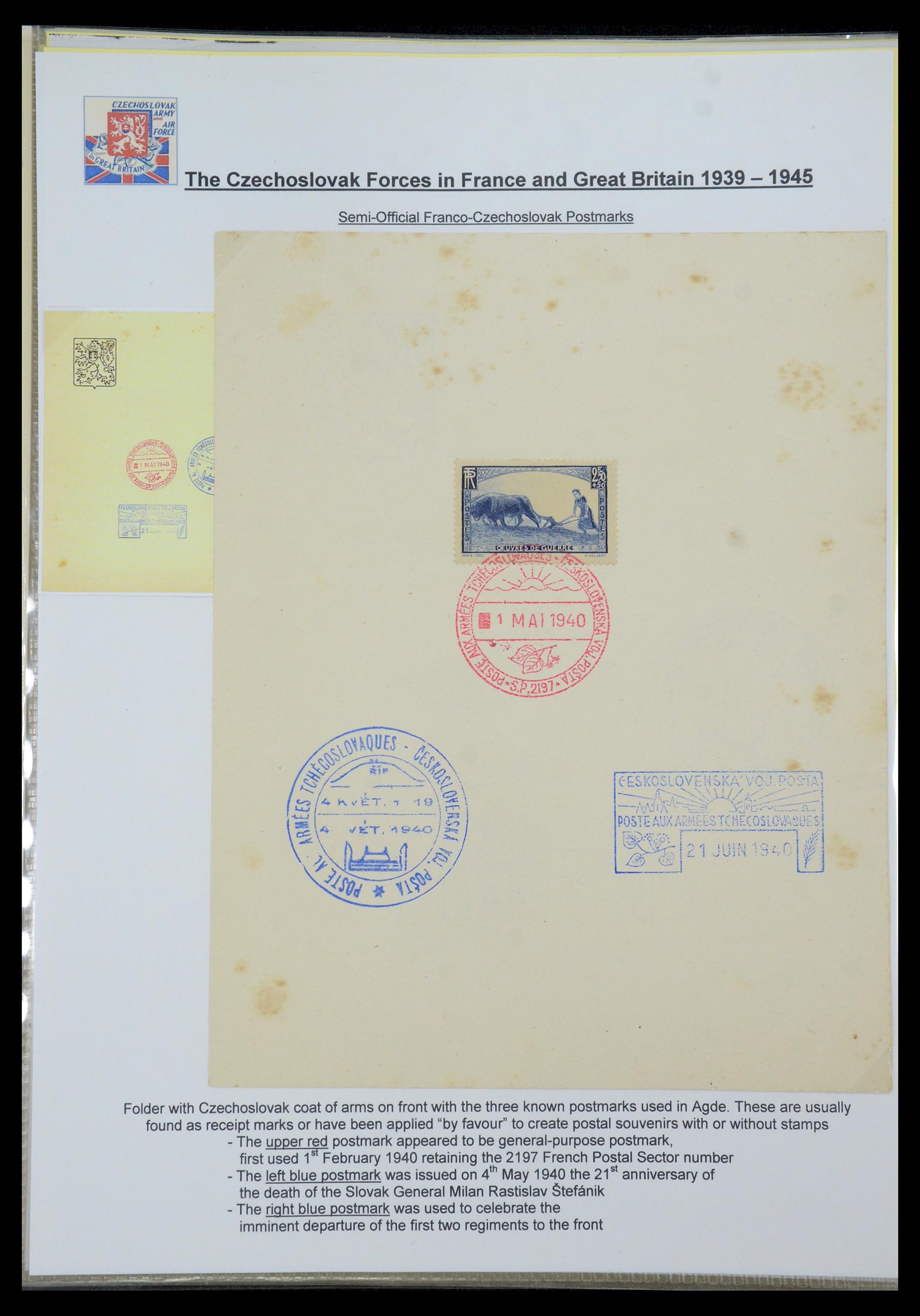 35574 003 - Postzegelverzameling 35574 Tsjechoslowaakse troepen in Frankrijk en E