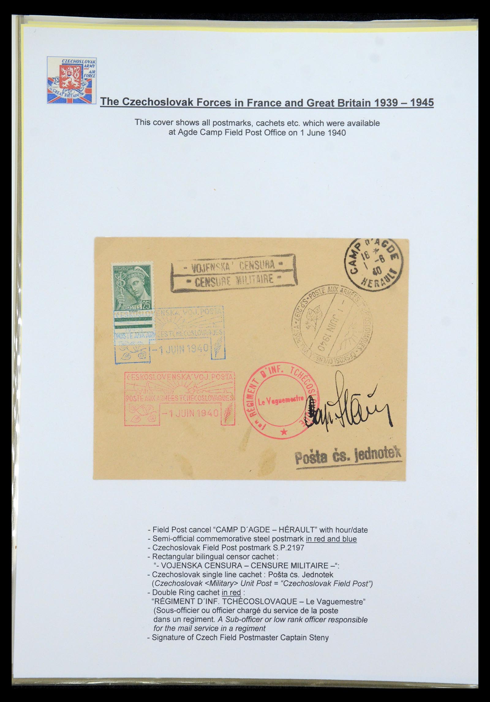 35574 005 - Postzegelverzameling 35574 Tsjechoslowaakse troepen in Frankrijk en E