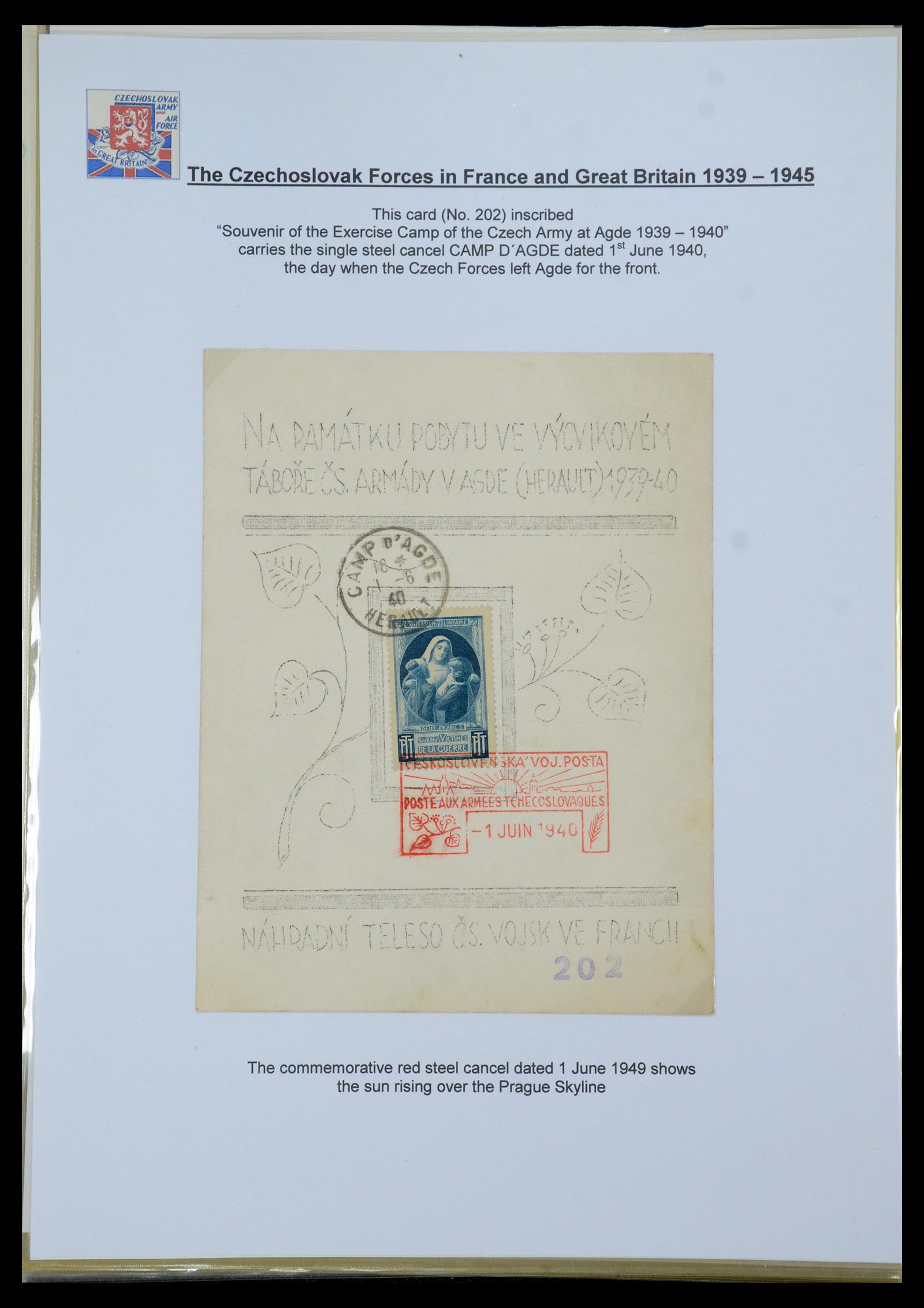 35574 008 - Postzegelverzameling 35574 Tsjechoslowaakse troepen in Frankrijk en E