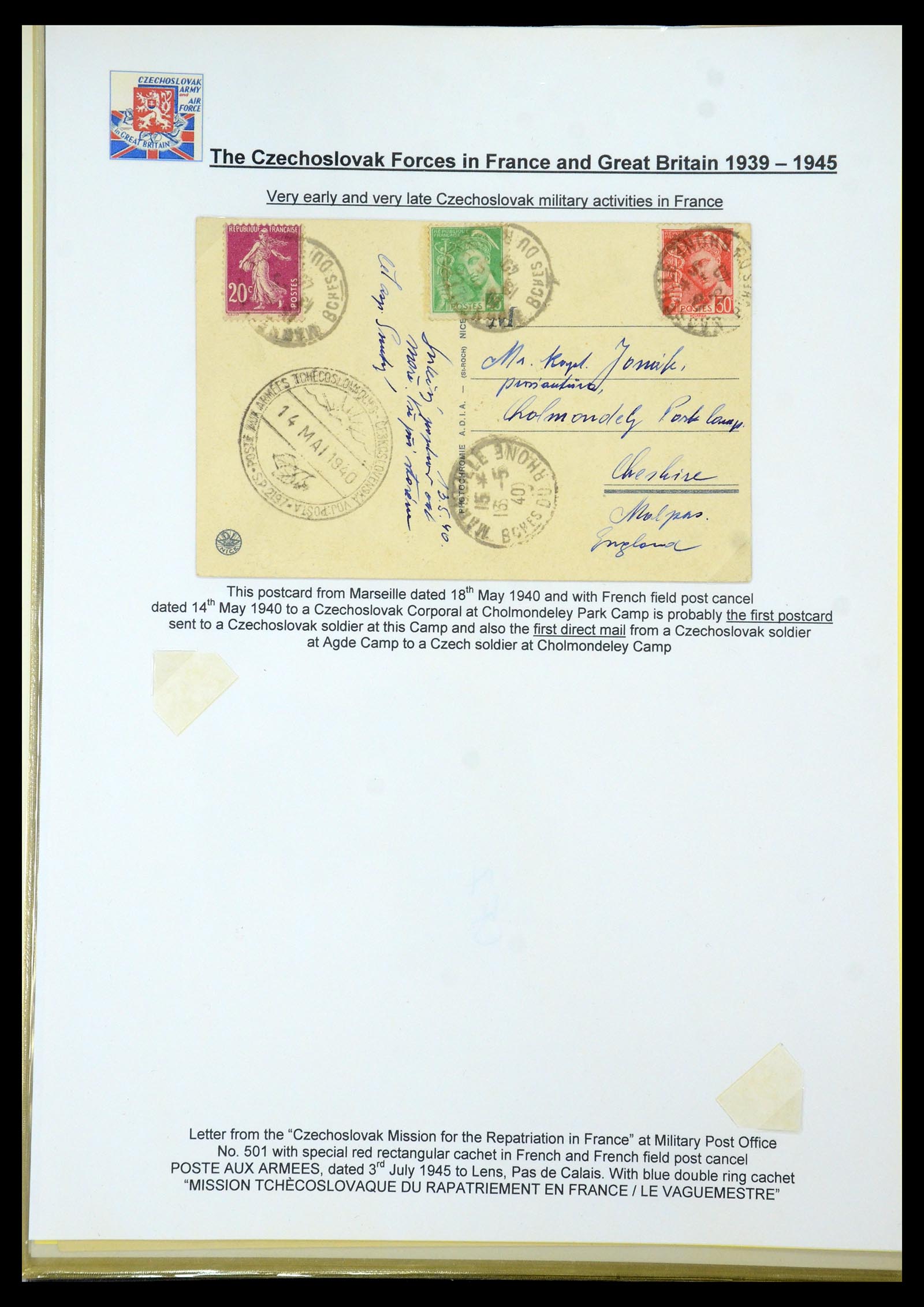 35574 009 - Postzegelverzameling 35574 Tsjechoslowaakse troepen in Frankrijk en E