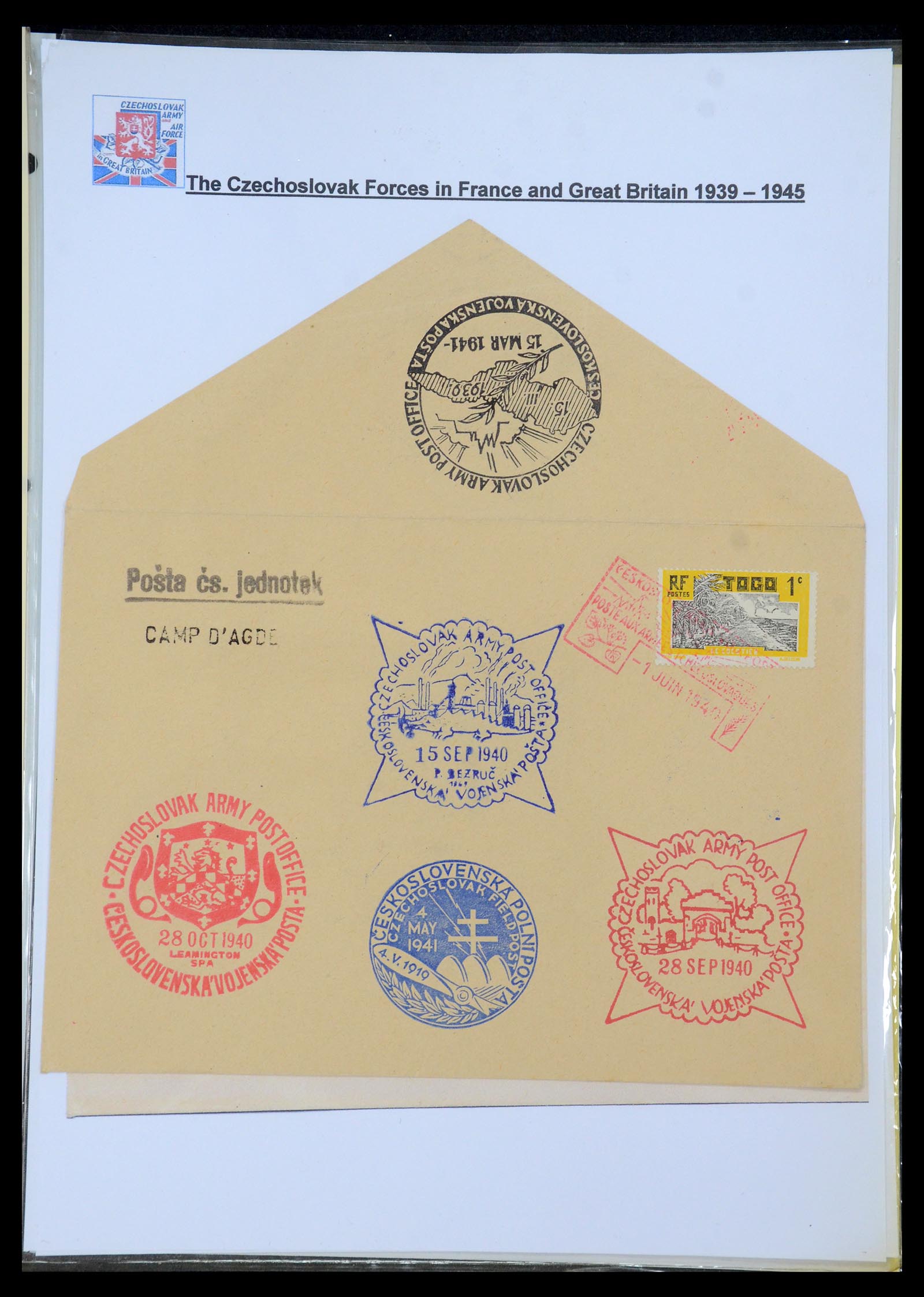 35574 024 - Postzegelverzameling 35574 Tsjechoslowaakse troepen in Frankrijk en E