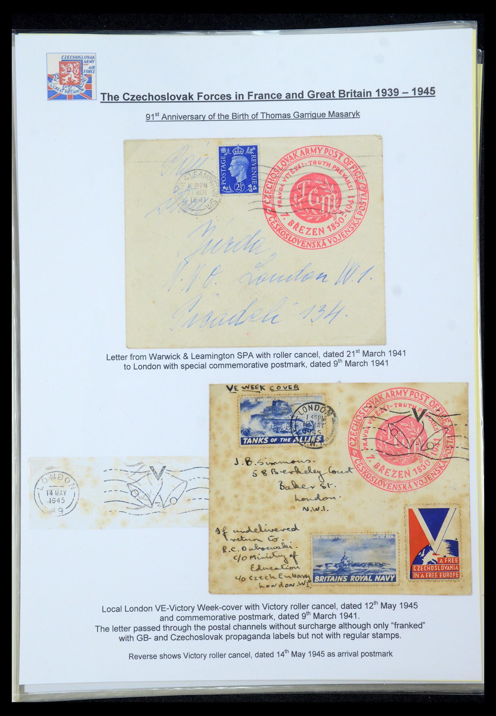 35574 033 - Postzegelverzameling 35574 Tsjechoslowaakse troepen in Frankrijk en E