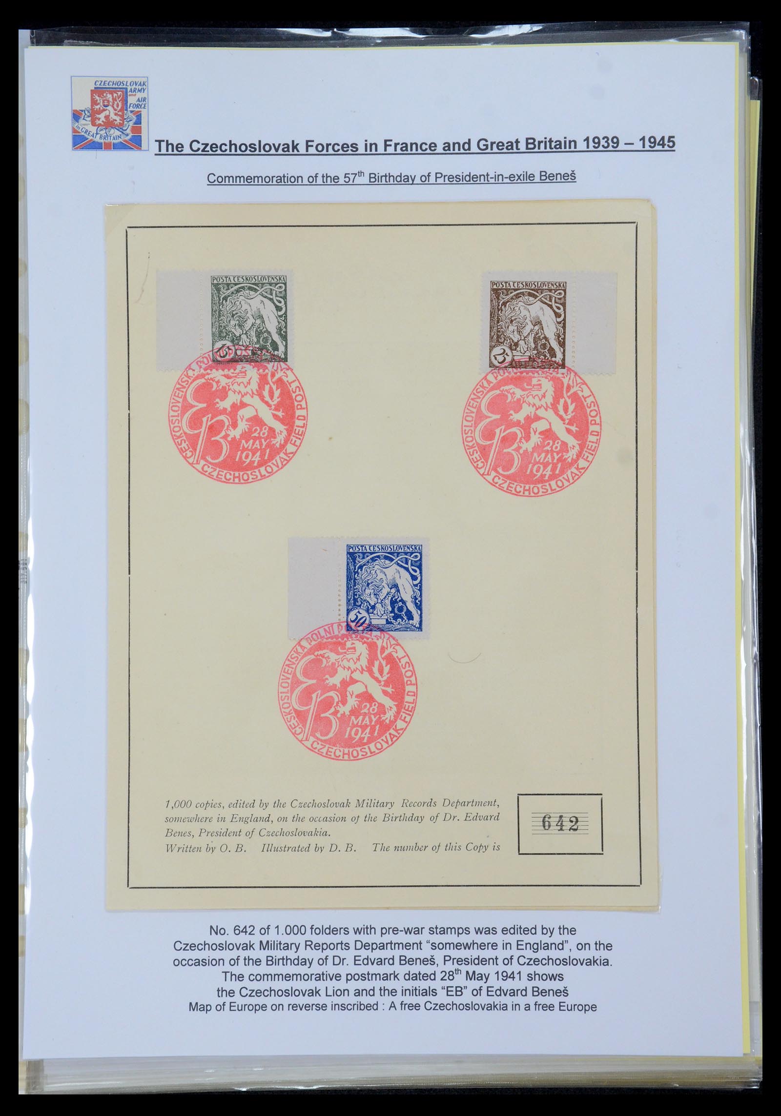 35574 040 - Postzegelverzameling 35574 Tsjechoslowaakse troepen in Frankrijk en E
