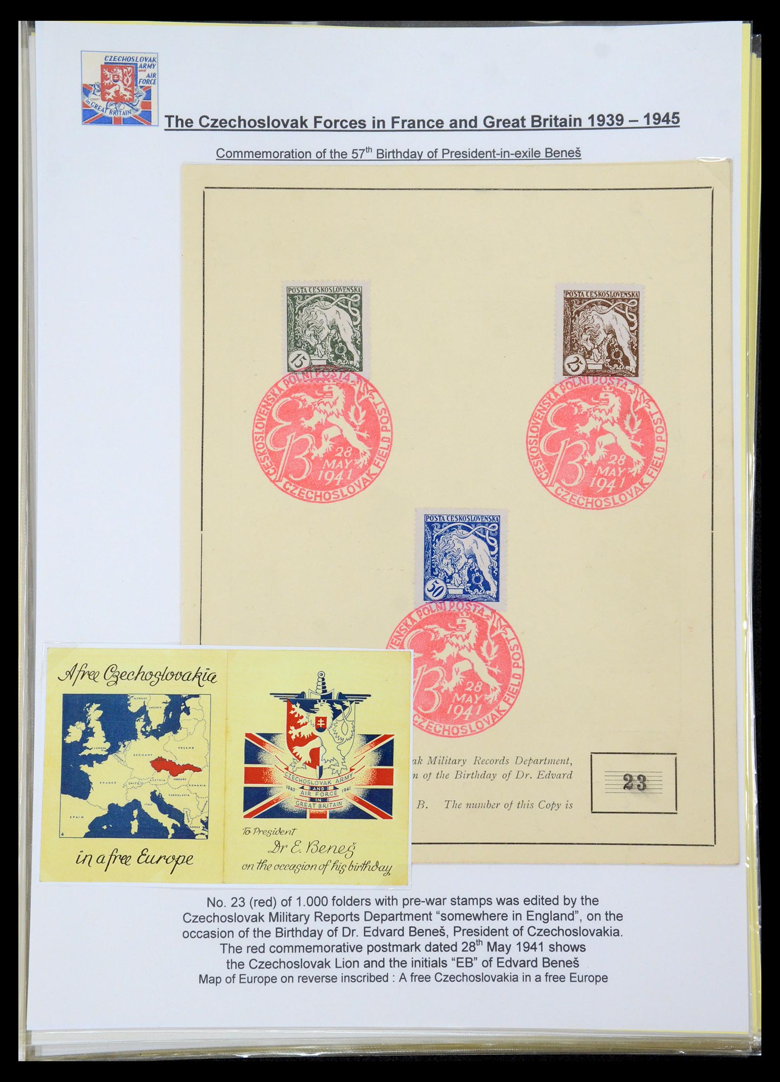 35574 044 - Postzegelverzameling 35574 Tsjechoslowaakse troepen in Frankrijk en E