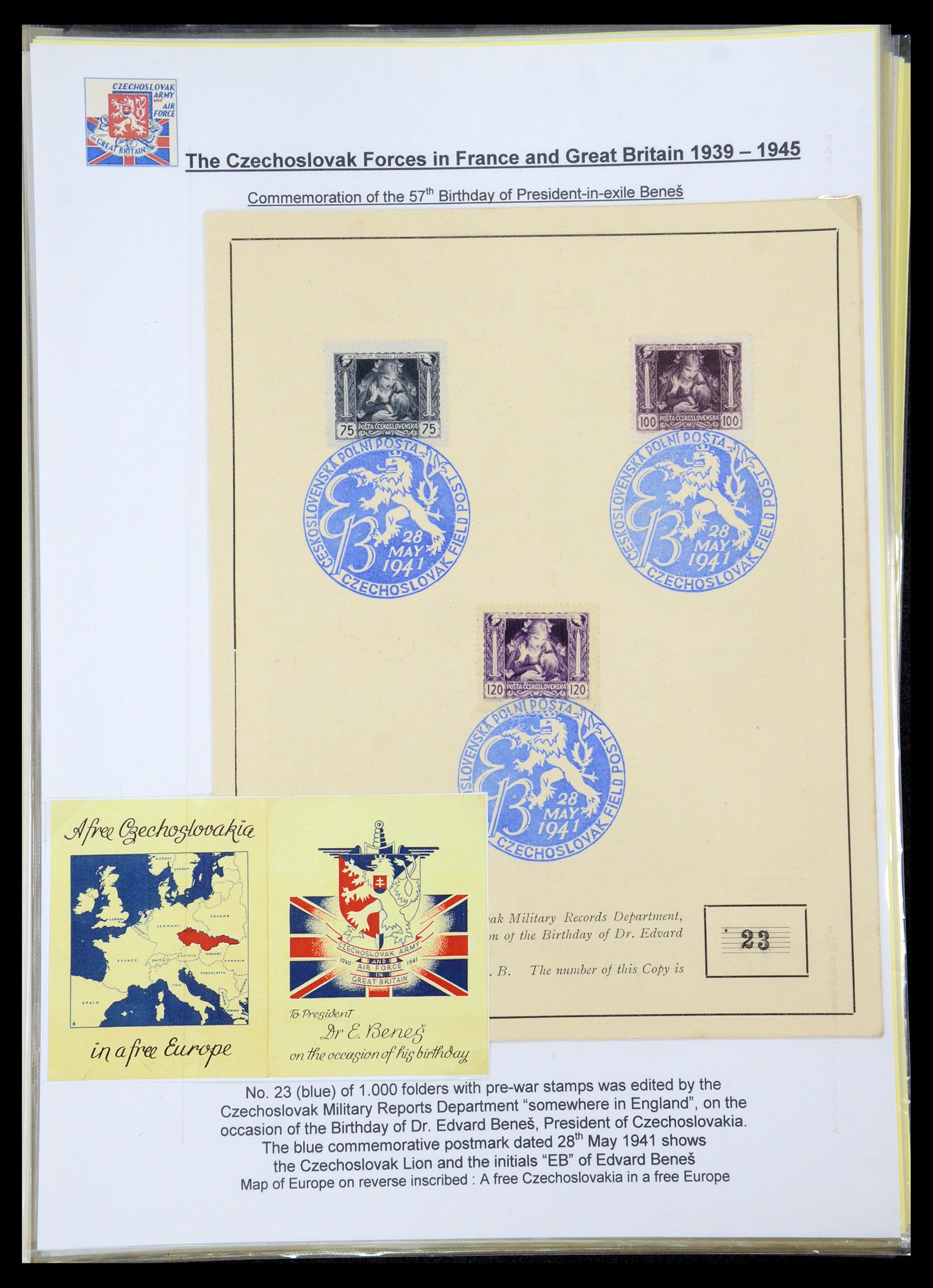 35574 045 - Postzegelverzameling 35574 Tsjechoslowaakse troepen in Frankrijk en E