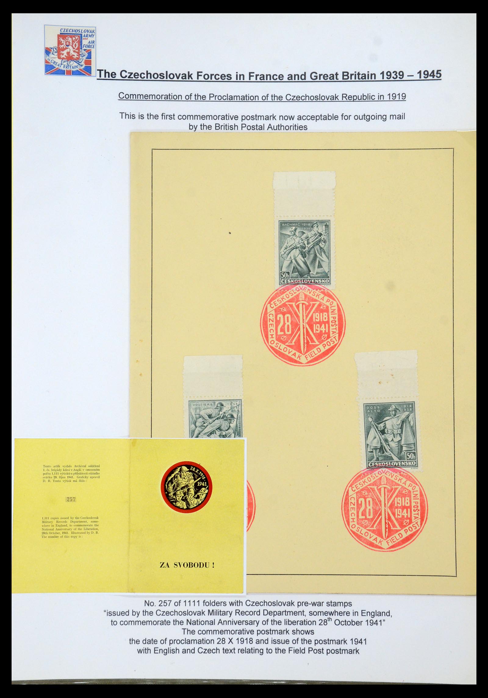 35574 050 - Postzegelverzameling 35574 Tsjechoslowaakse troepen in Frankrijk en E