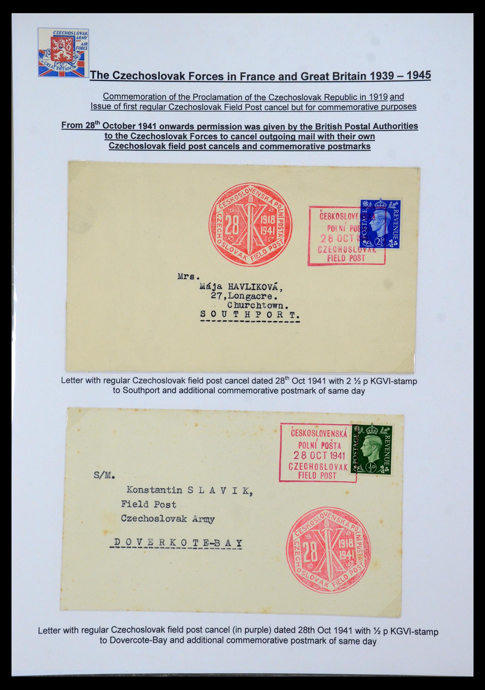 35574 052 - Stamp Collection 35574 Czechoslovak forces in France and Great Britain 1