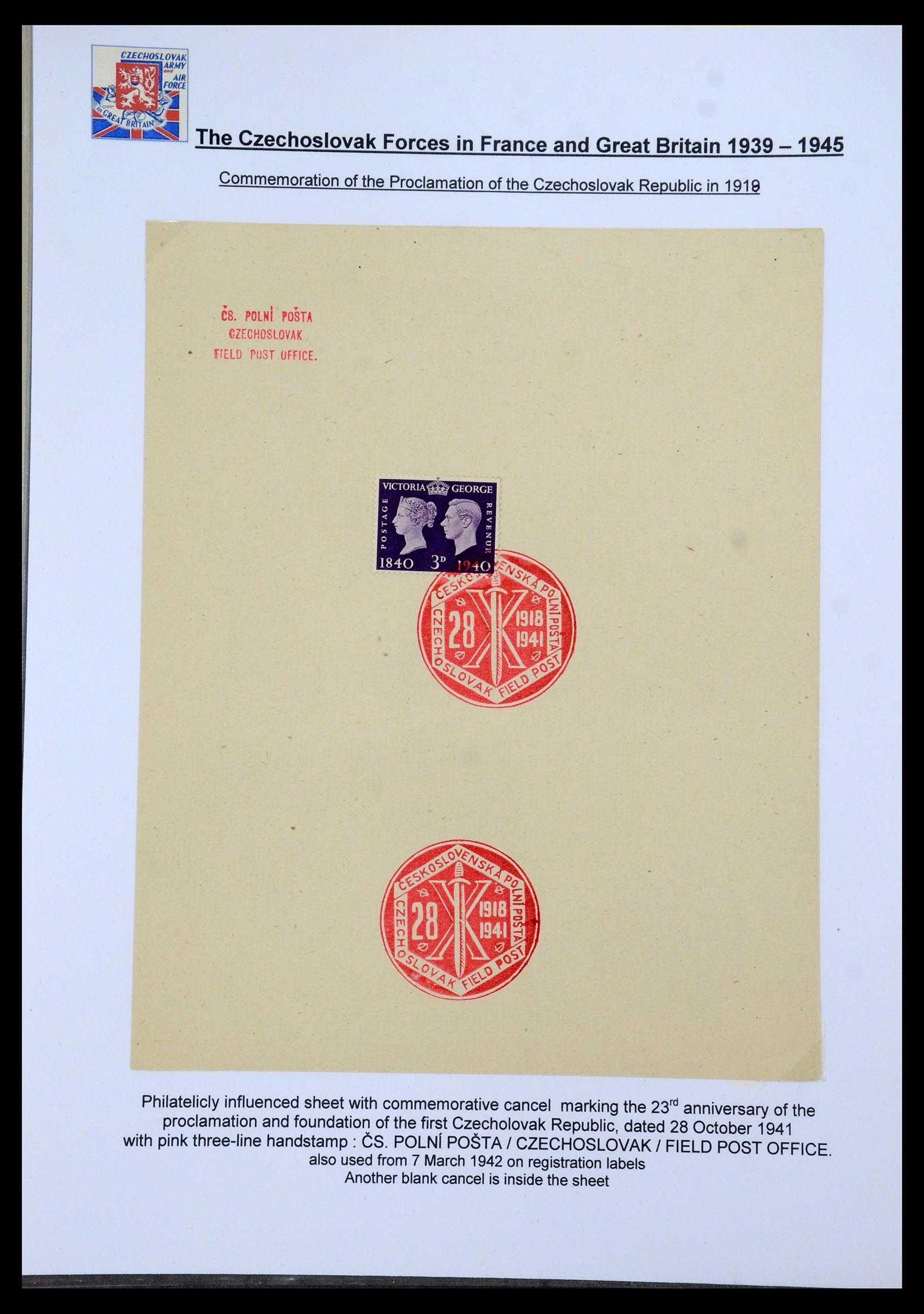 35574 053 - Stamp Collection 35574 Czechoslovak forces in France and Great Britain 1