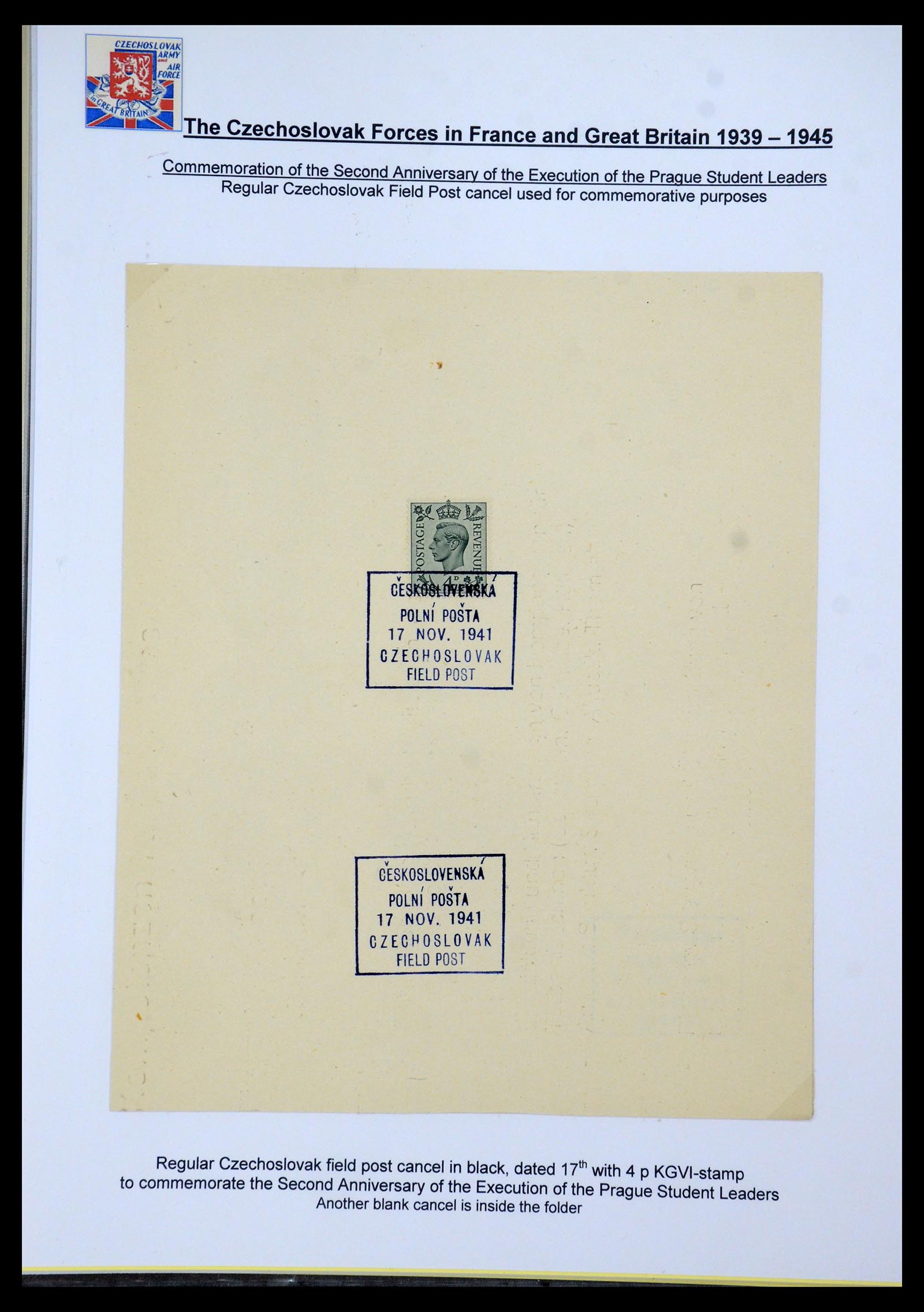 35574 054 - Postzegelverzameling 35574 Tsjechoslowaakse troepen in Frankrijk en E