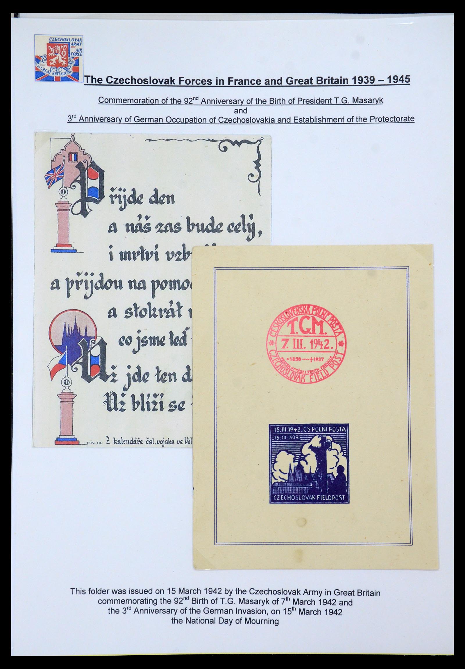 35574 056 - Postzegelverzameling 35574 Tsjechoslowaakse troepen in Frankrijk en E