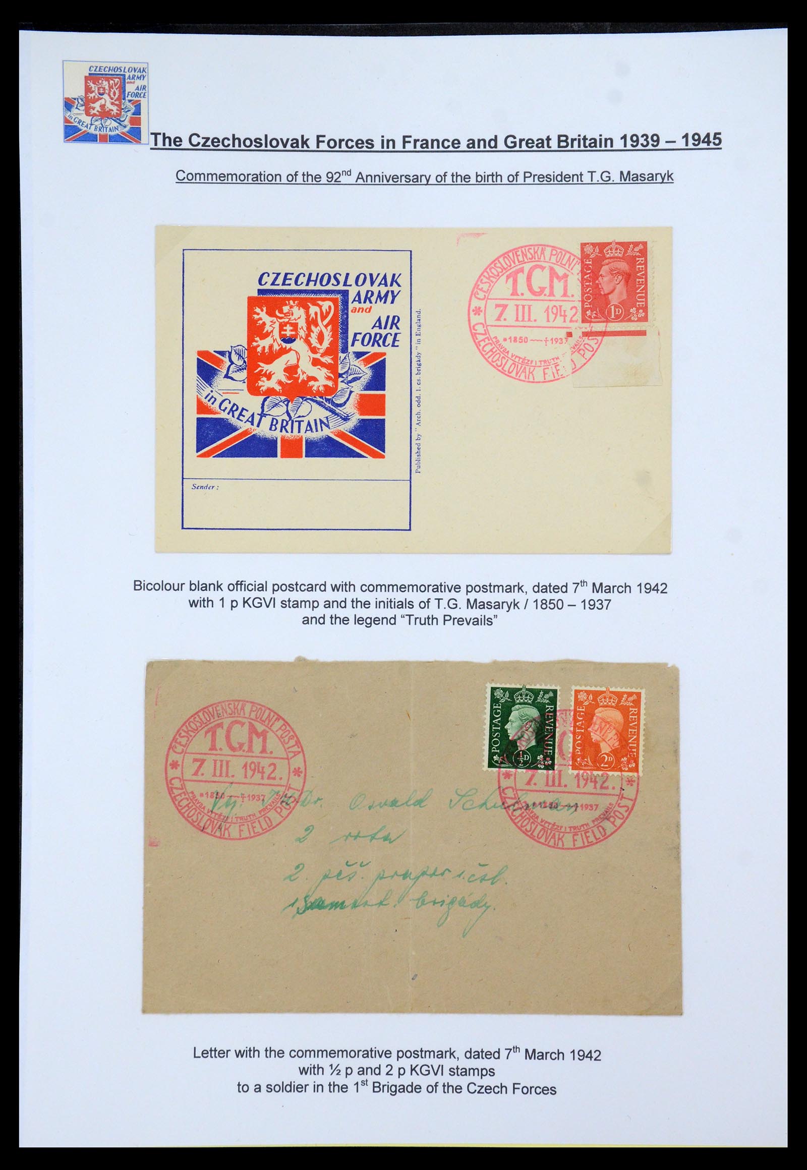 35574 057 - Postzegelverzameling 35574 Tsjechoslowaakse troepen in Frankrijk en E