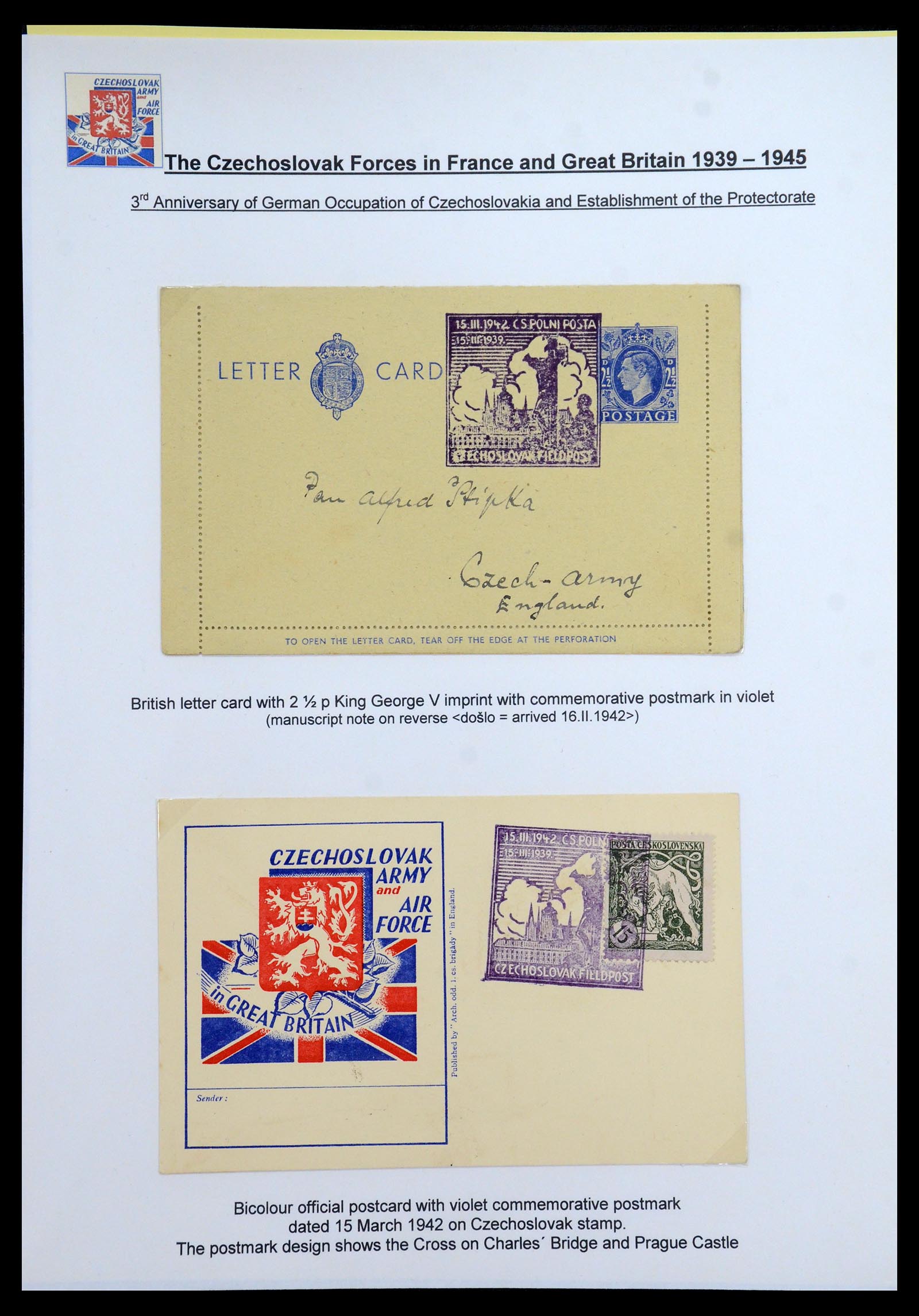 35574 060 - Postzegelverzameling 35574 Tsjechoslowaakse troepen in Frankrijk en E
