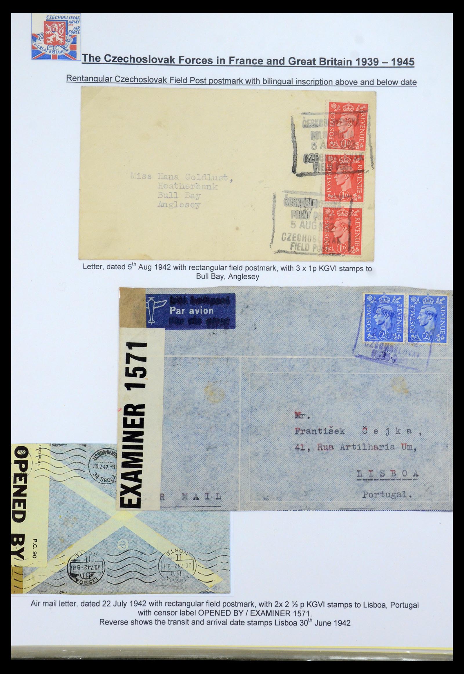35574 063 - Postzegelverzameling 35574 Tsjechoslowaakse troepen in Frankrijk en E