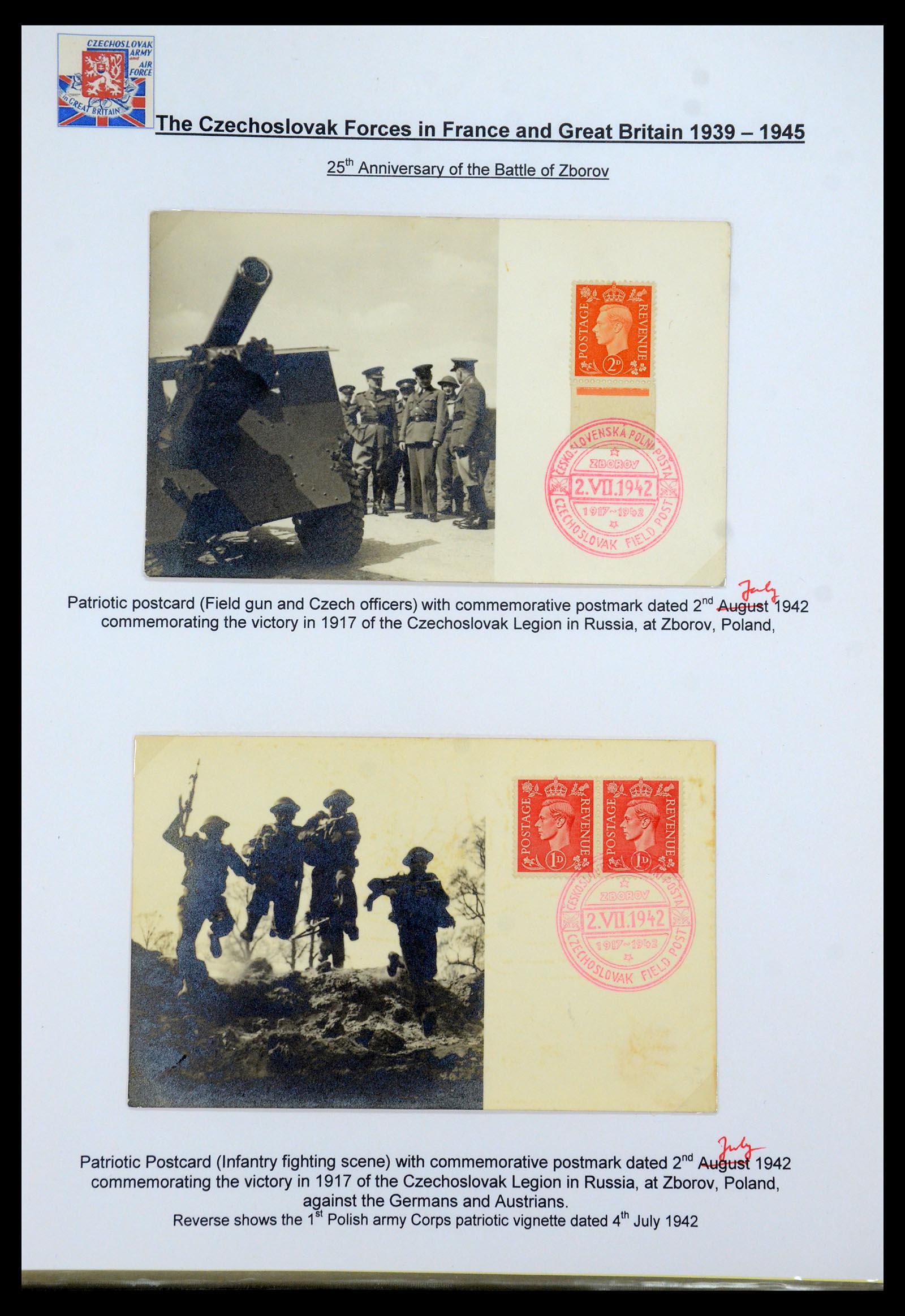 35574 064 - Postzegelverzameling 35574 Tsjechoslowaakse troepen in Frankrijk en E