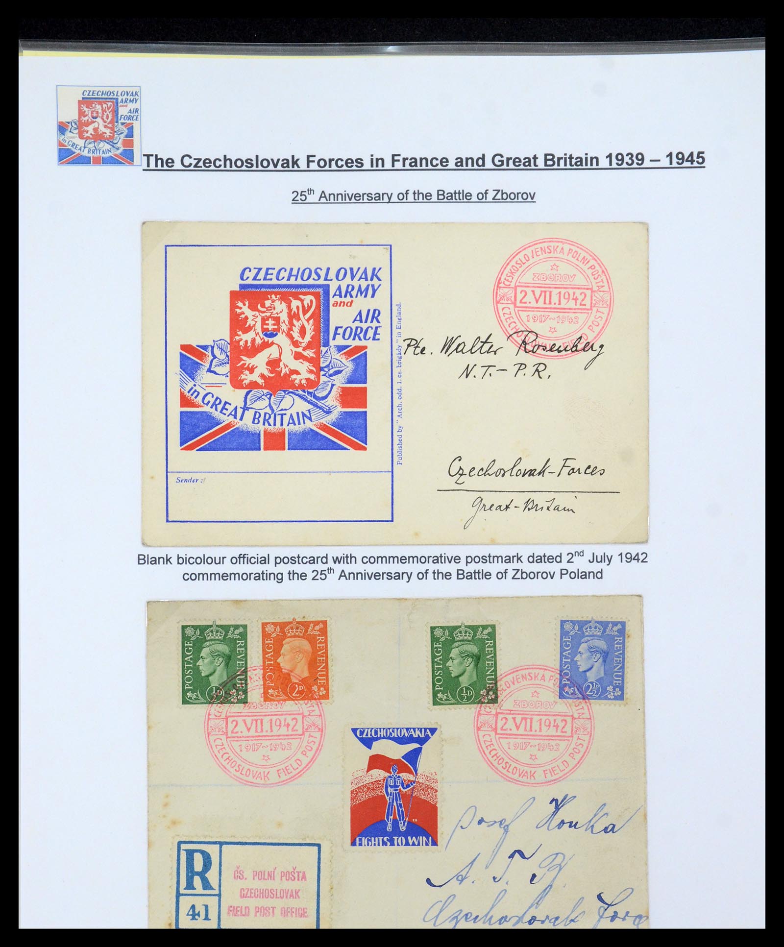 35574 066 - Postzegelverzameling 35574 Tsjechoslowaakse troepen in Frankrijk en E