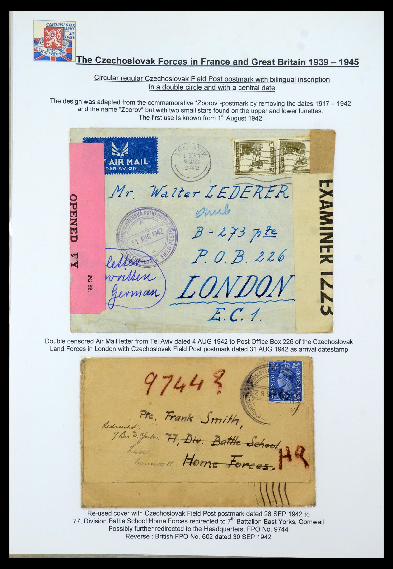 35574 067 - Postzegelverzameling 35574 Tsjechoslowaakse troepen in Frankrijk en E